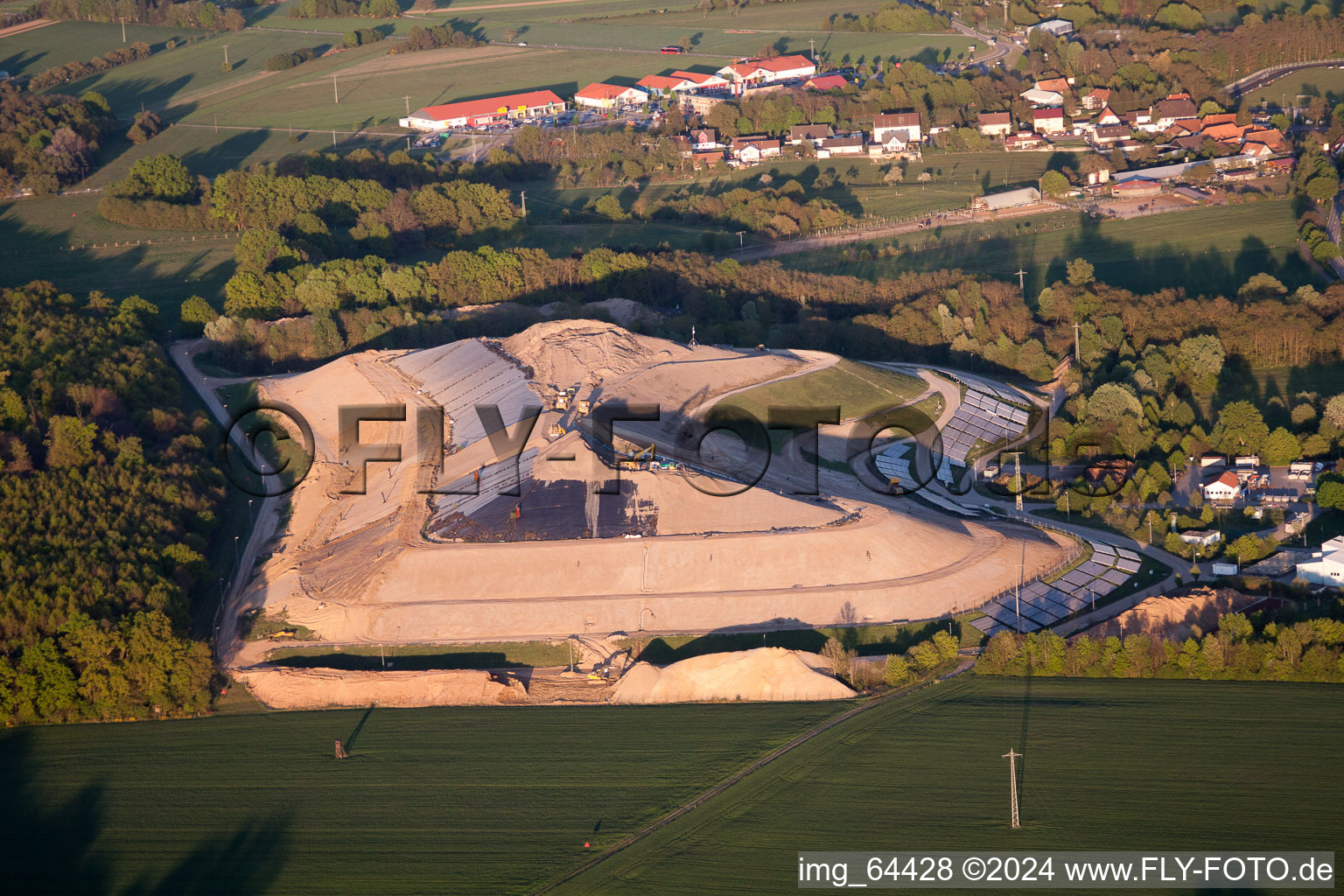 Scheibenhardt in the state Rhineland-Palatinate, Germany seen from a drone