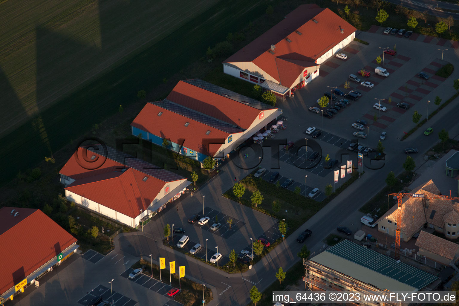 Drone recording of Shopping centers in Neulauterburg in the state Rhineland-Palatinate, Germany