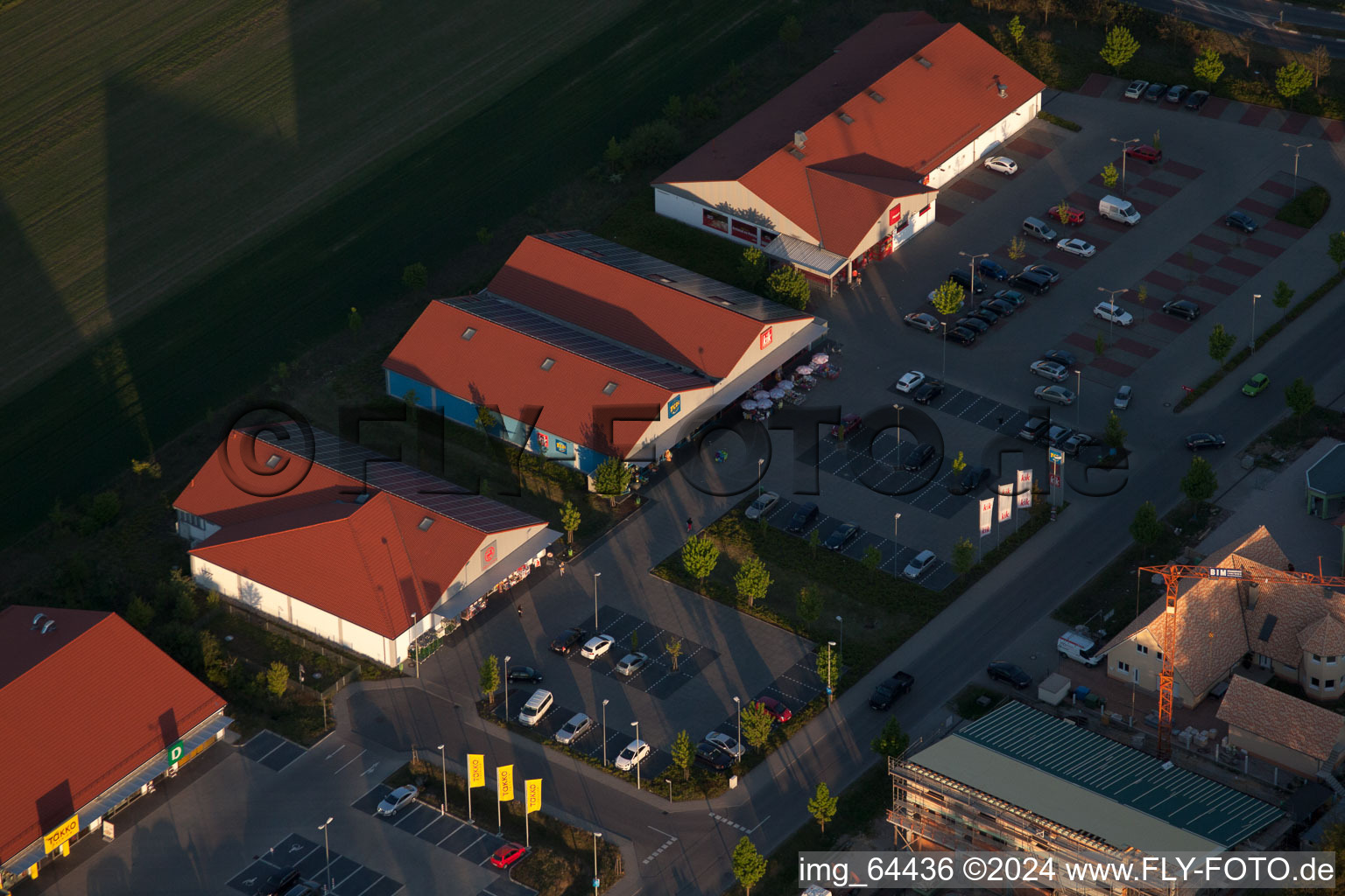 Drone recording of Shopping centers in the district Neulauterburg in Berg in the state Rhineland-Palatinate, Germany