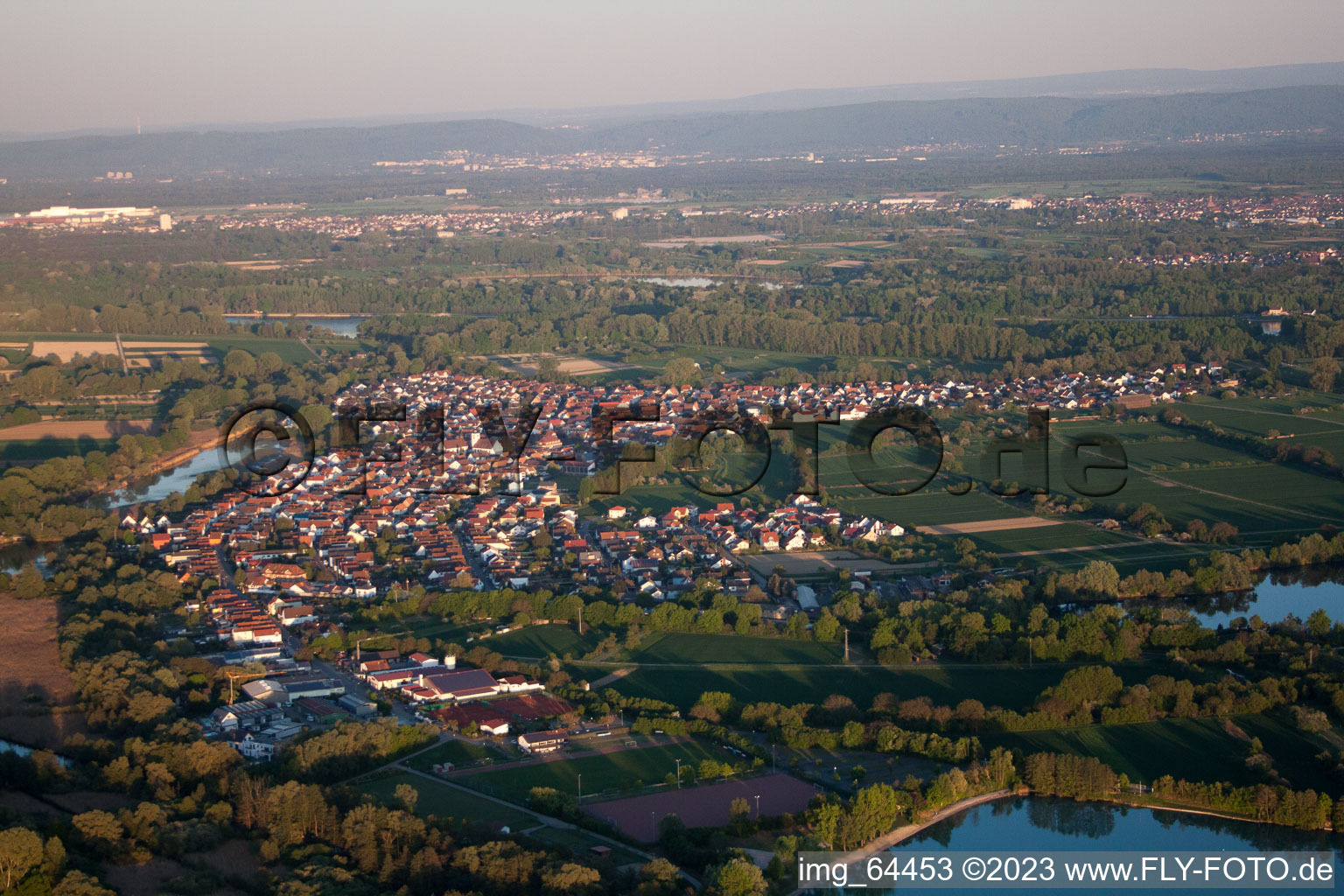 Neuburg in the state Rhineland-Palatinate, Germany from the plane