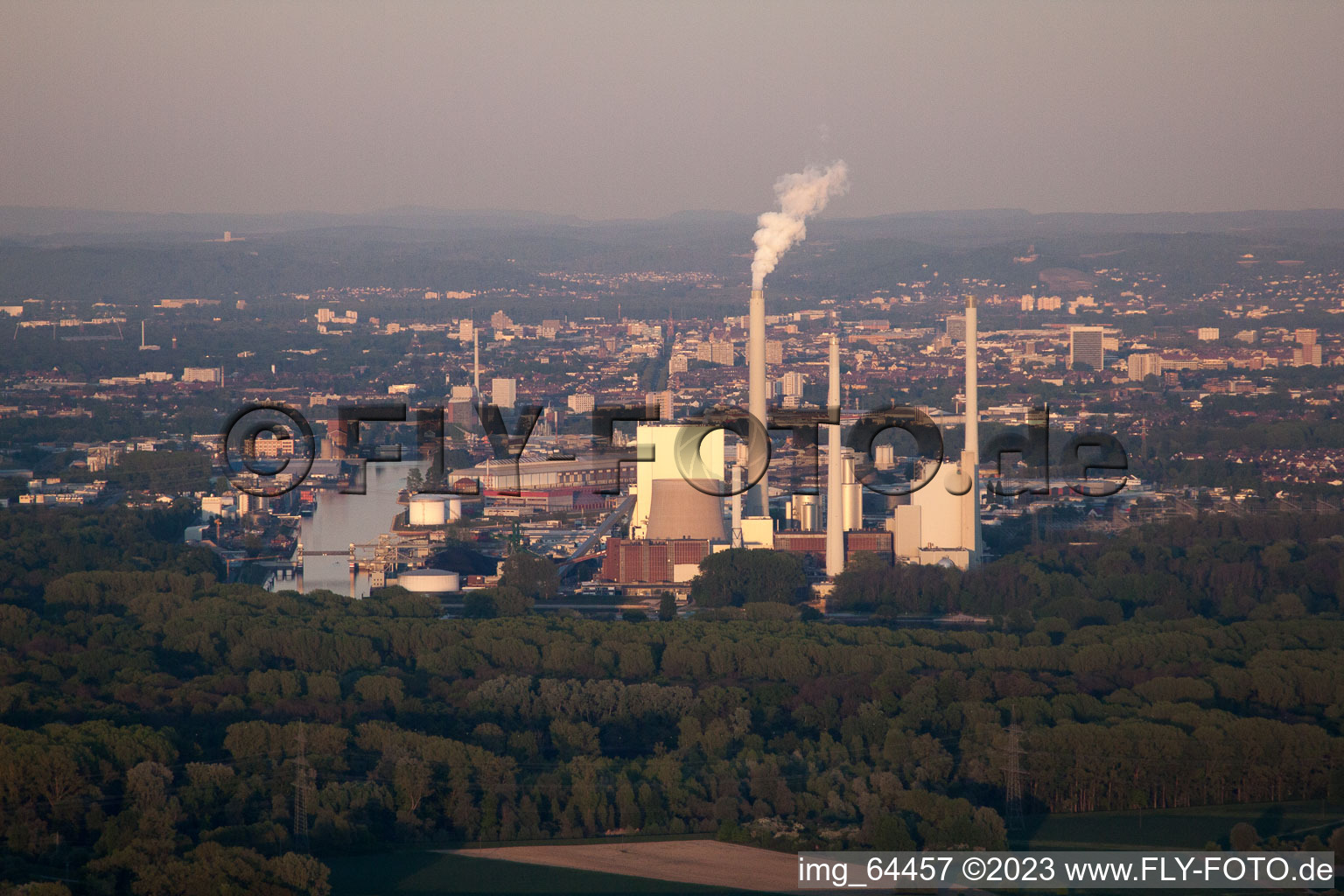 EnBW in the district Rheinhafen in Karlsruhe in the state Baden-Wuerttemberg, Germany from the plane