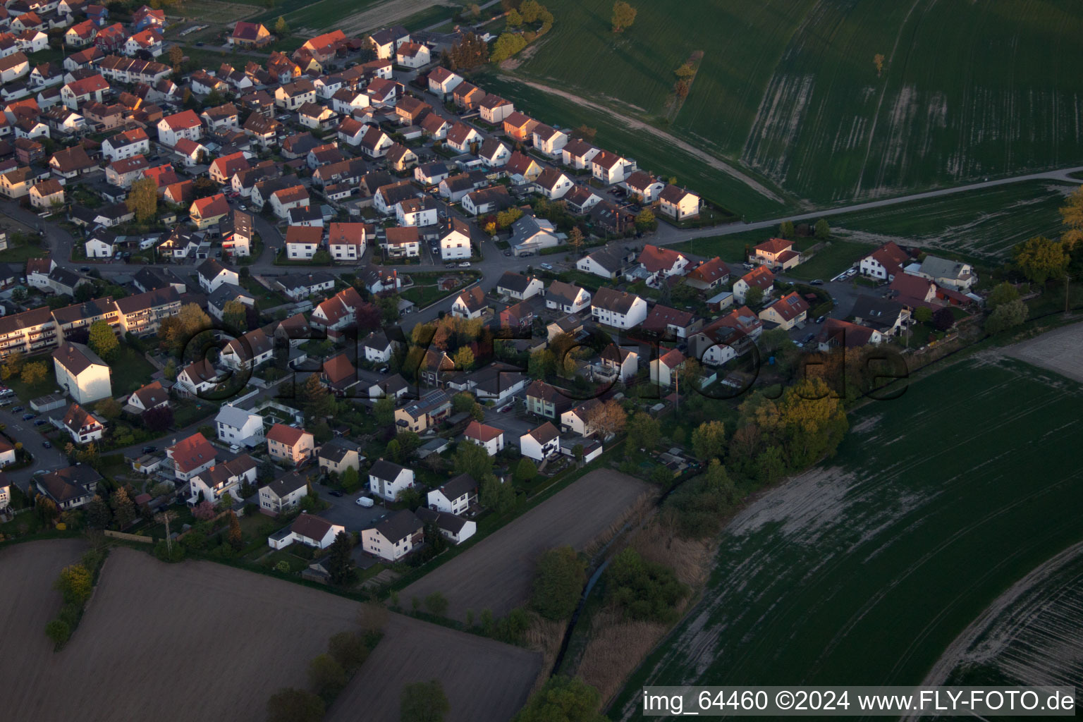 Hagenbach in the state Rhineland-Palatinate, Germany seen from above