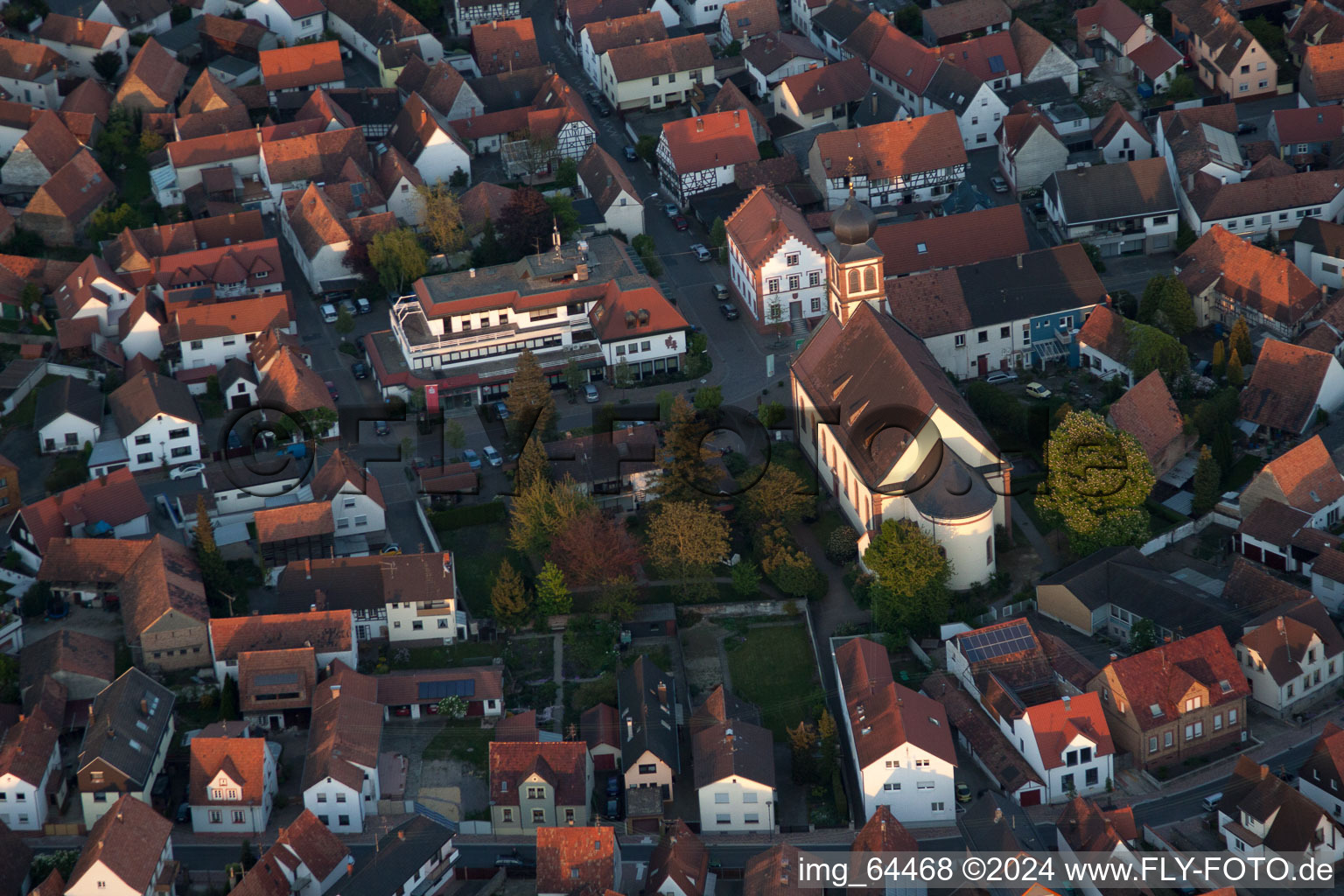 Bird's eye view of Hagenbach in the state Rhineland-Palatinate, Germany