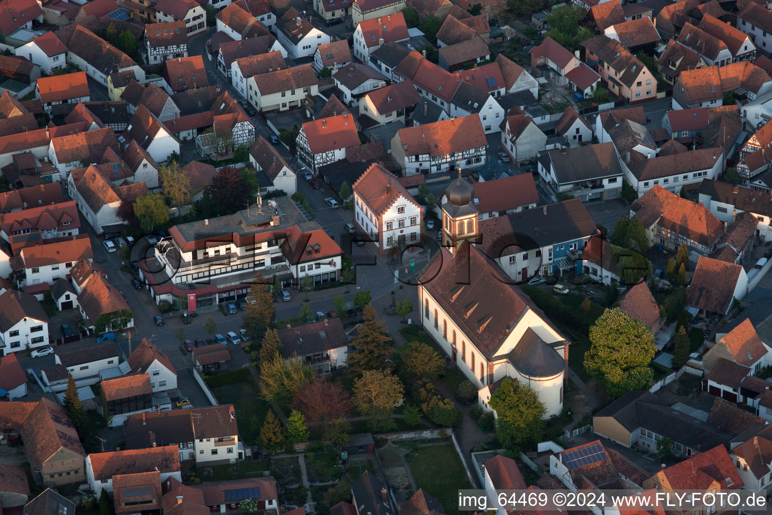 Hagenbach in the state Rhineland-Palatinate, Germany viewn from the air