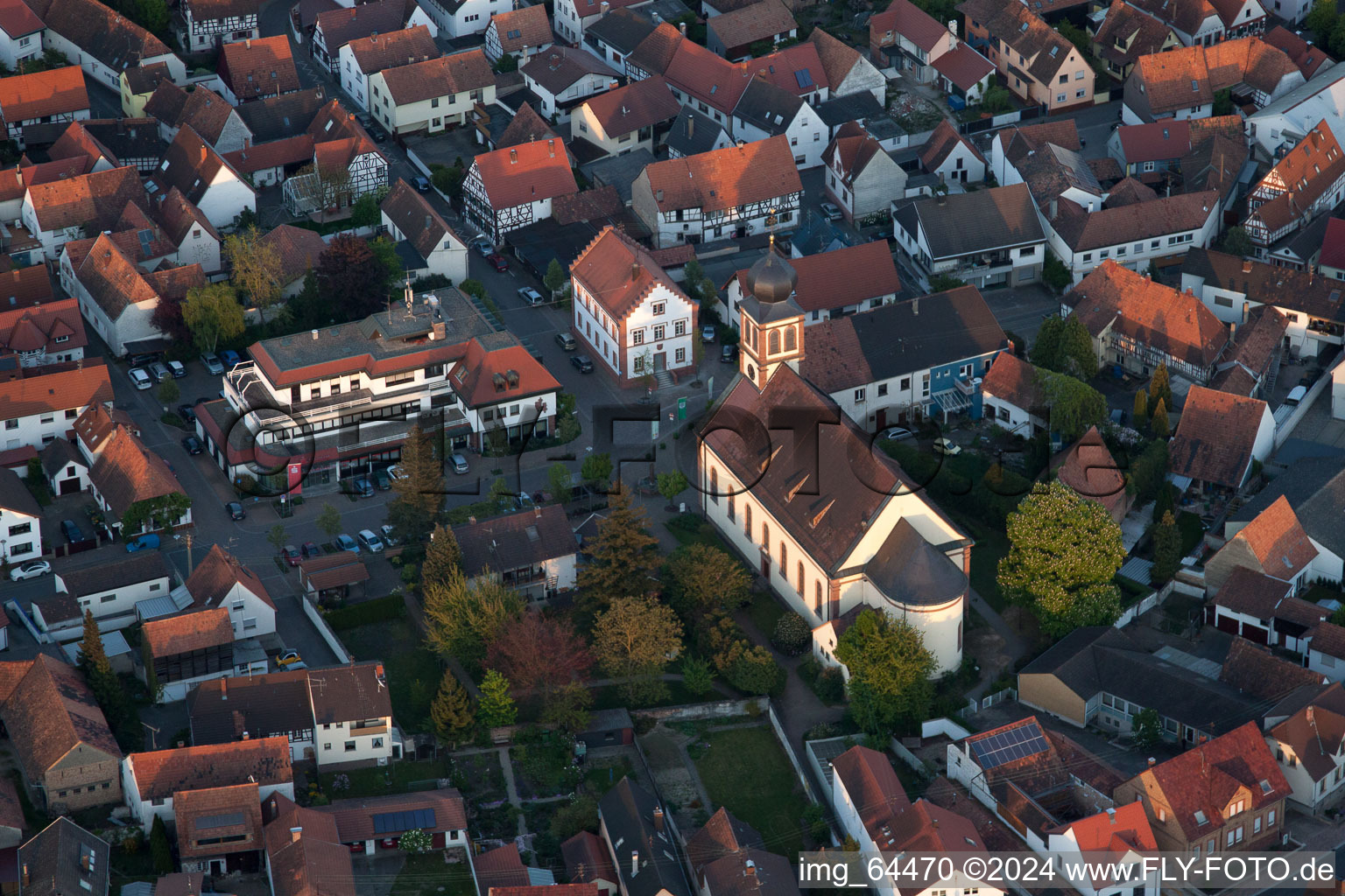 Drone recording of Hagenbach in the state Rhineland-Palatinate, Germany