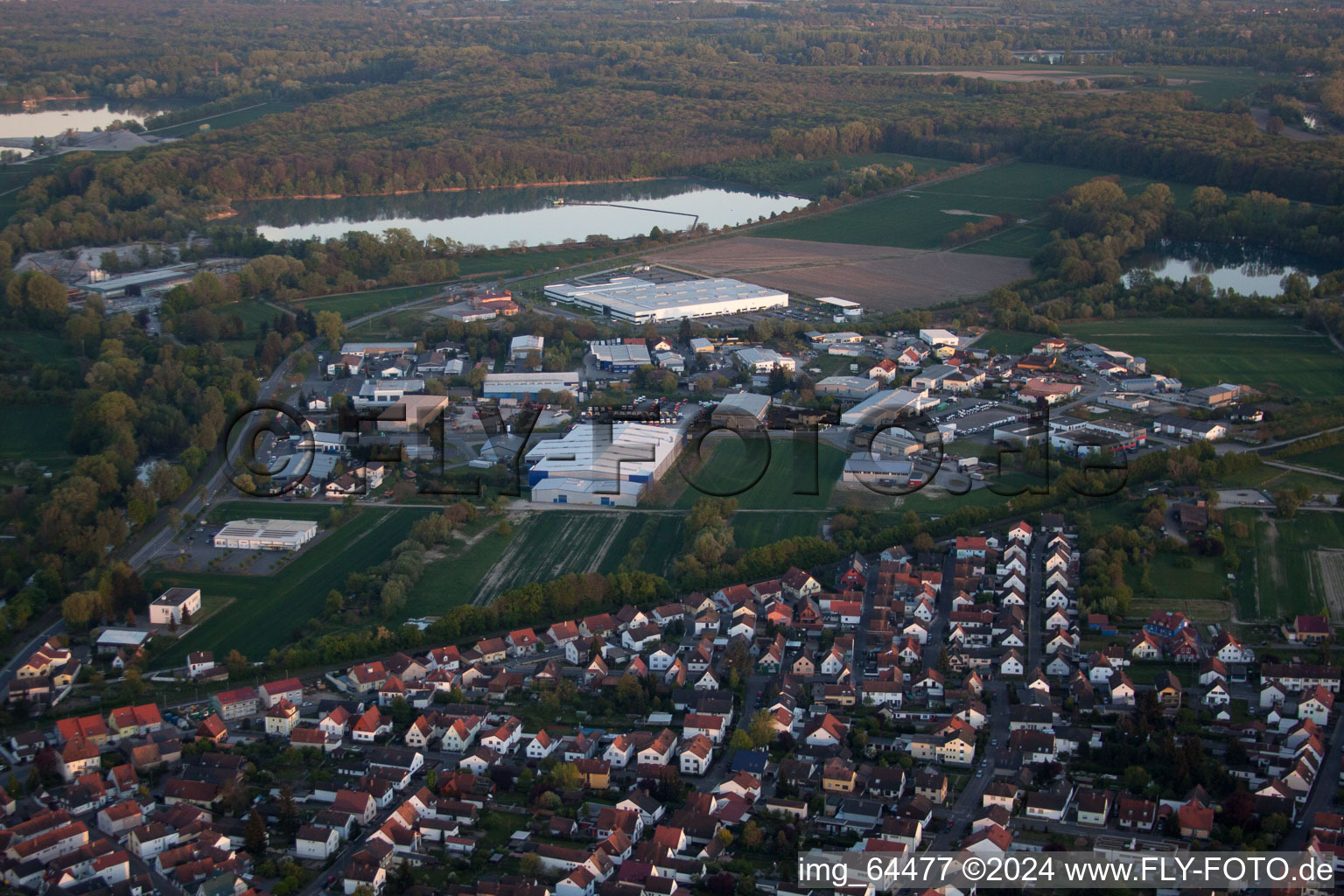 Hagenbach in the state Rhineland-Palatinate, Germany from a drone