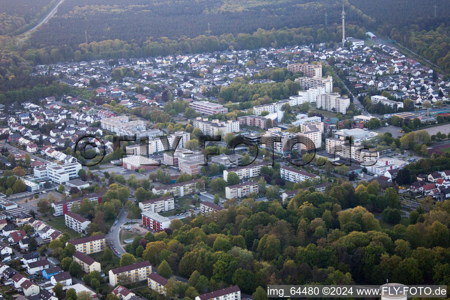 Aerial photograpy of Wörth am Rhein in the state Rhineland-Palatinate, Germany