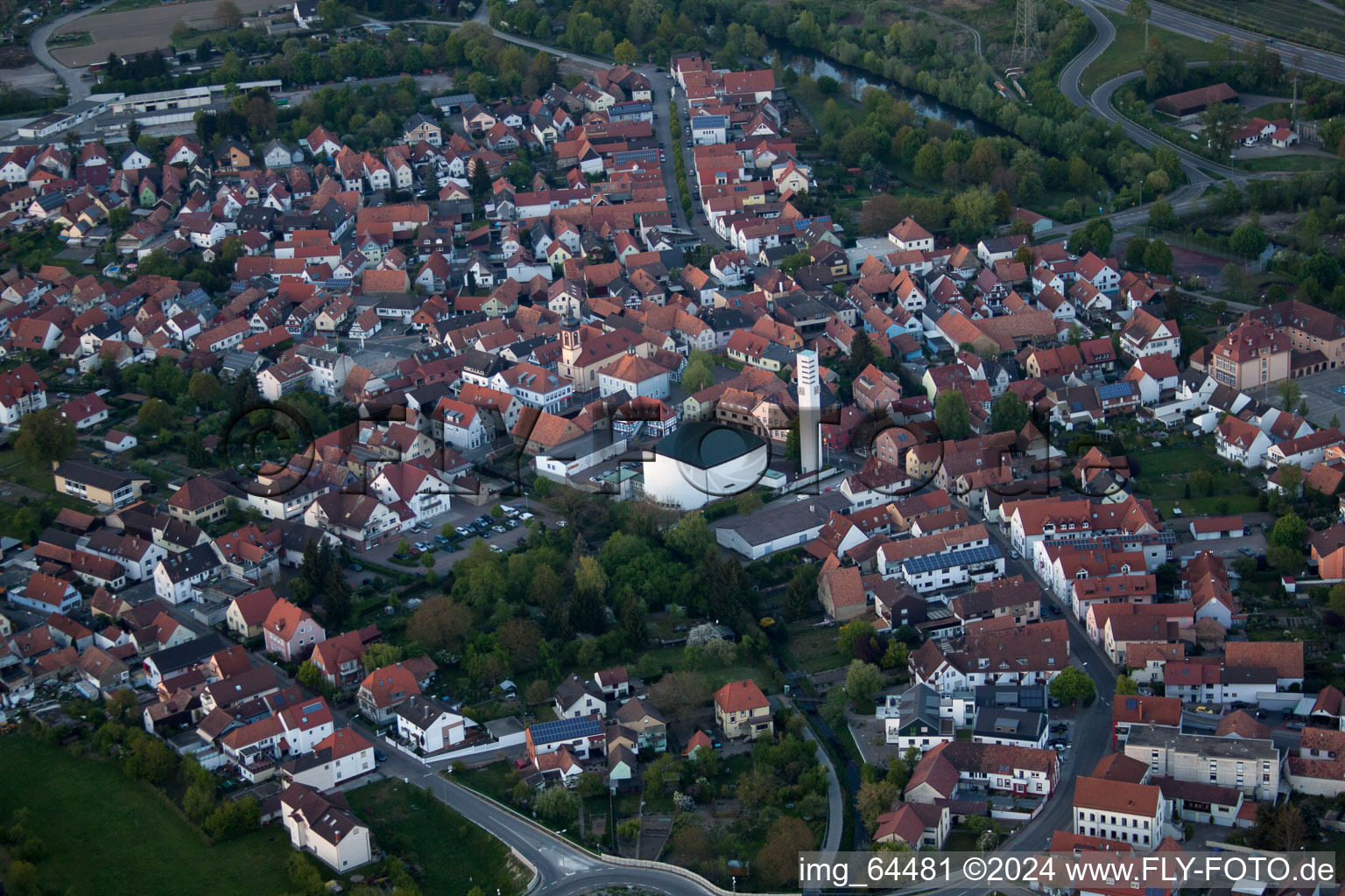 Oblique view of Wörth am Rhein in the state Rhineland-Palatinate, Germany