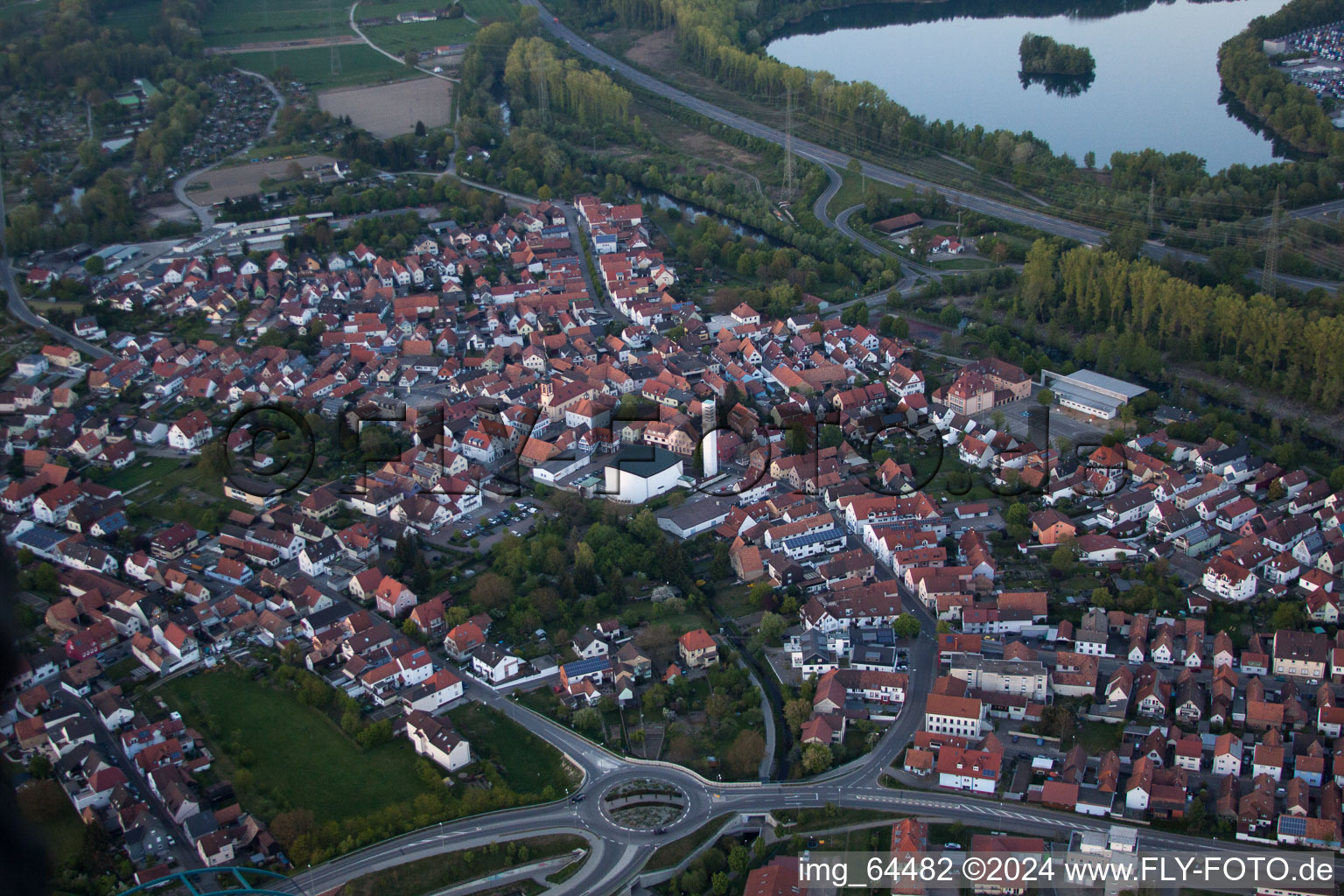 Wörth am Rhein in the state Rhineland-Palatinate, Germany from above