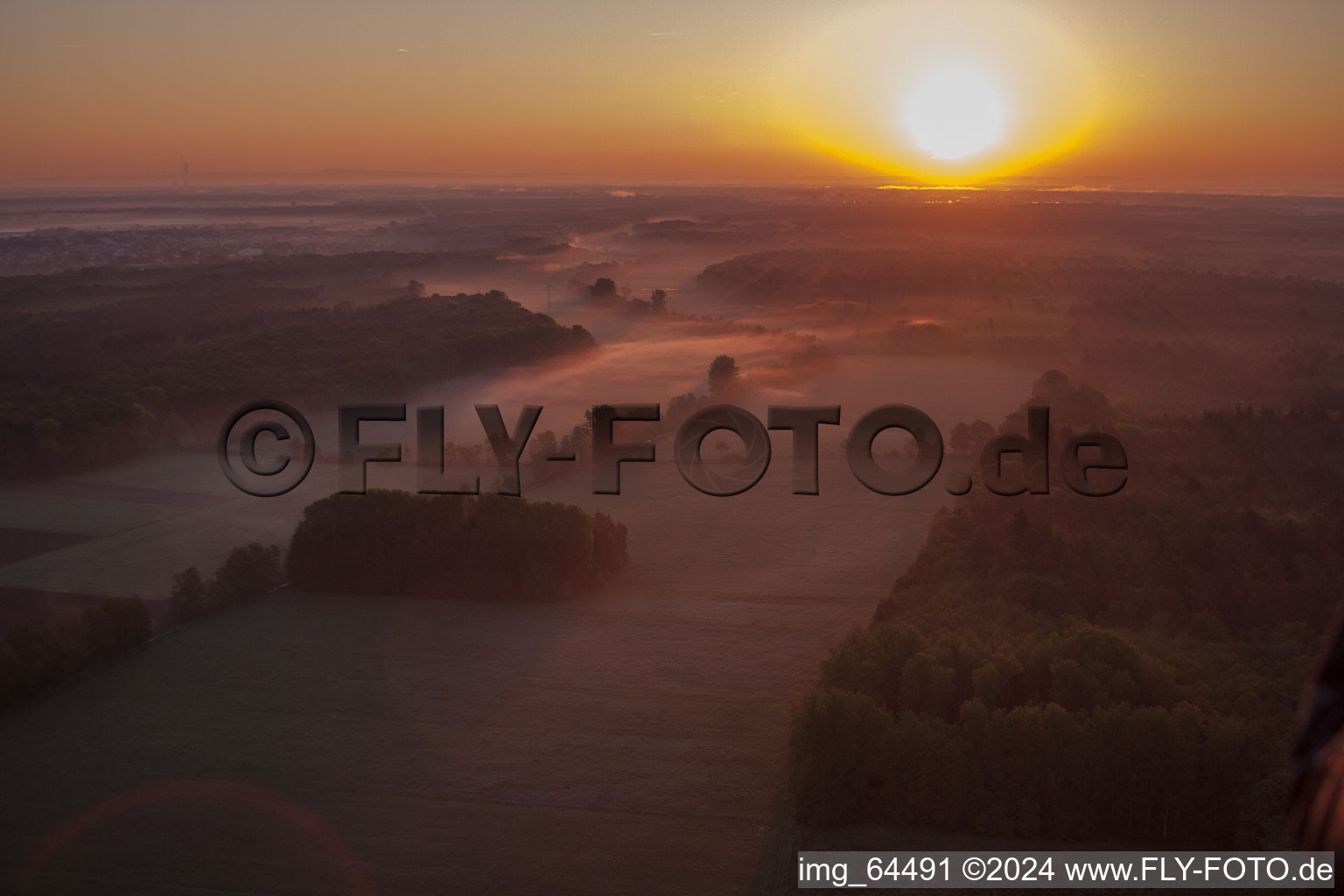 Aerial view of Otterbach Valley in Minfeld in the state Rhineland-Palatinate, Germany