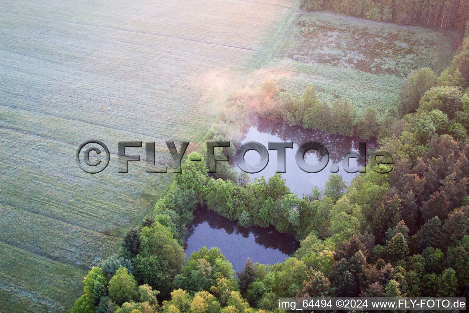 Oblique view of Otterbach Valley in Minfeld in the state Rhineland-Palatinate, Germany