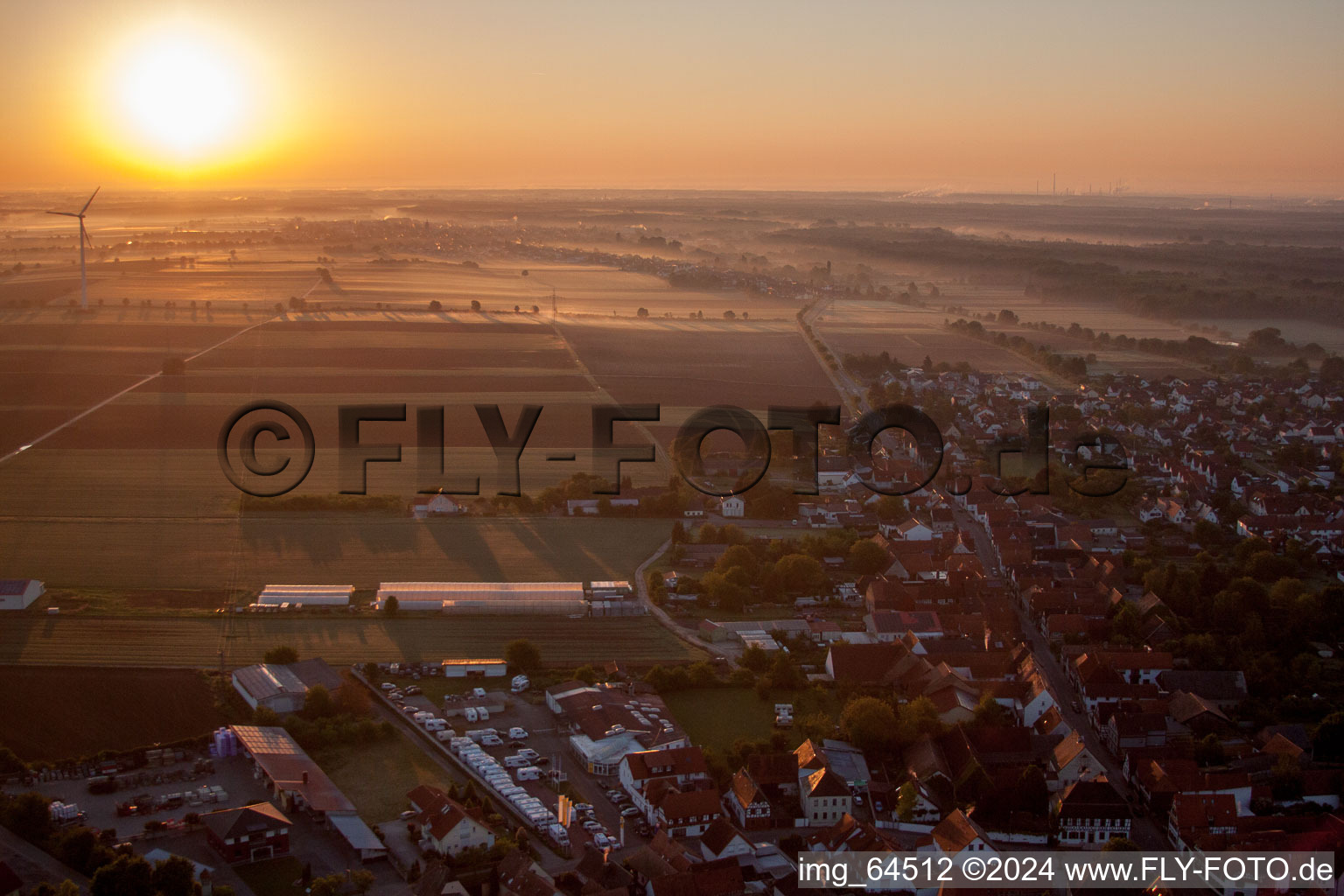 Bird's eye view of Minfeld in the state Rhineland-Palatinate, Germany