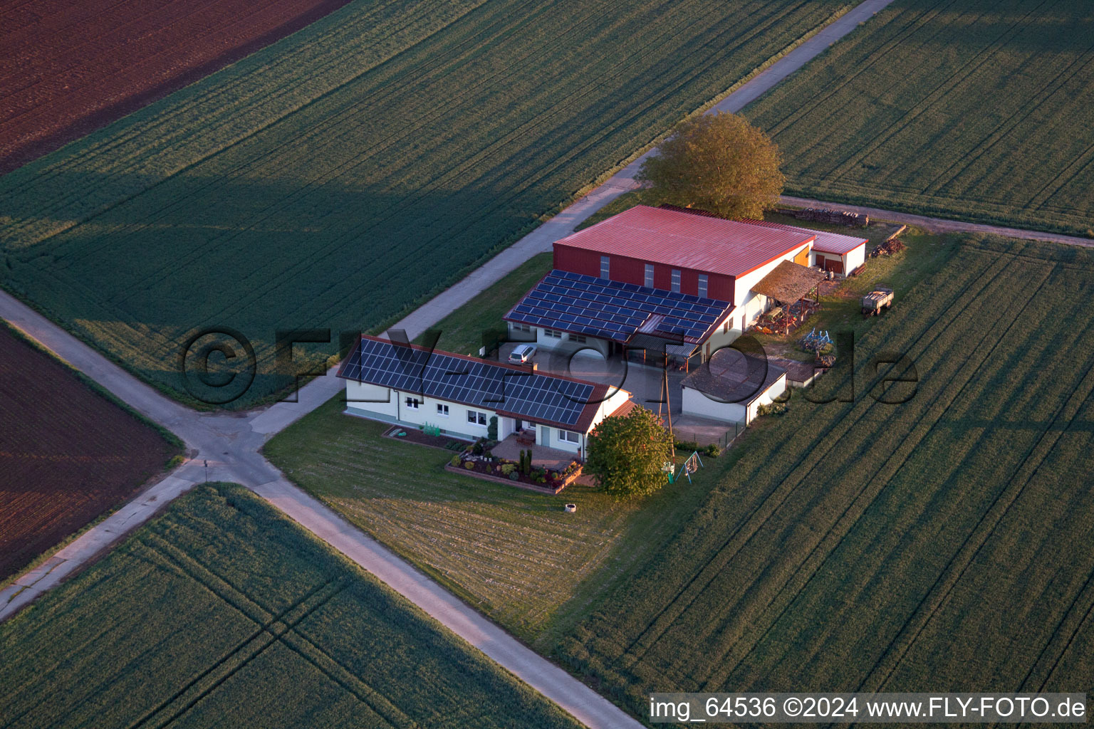 Billigheim-Ingenheim in the state Rhineland-Palatinate, Germany seen from above