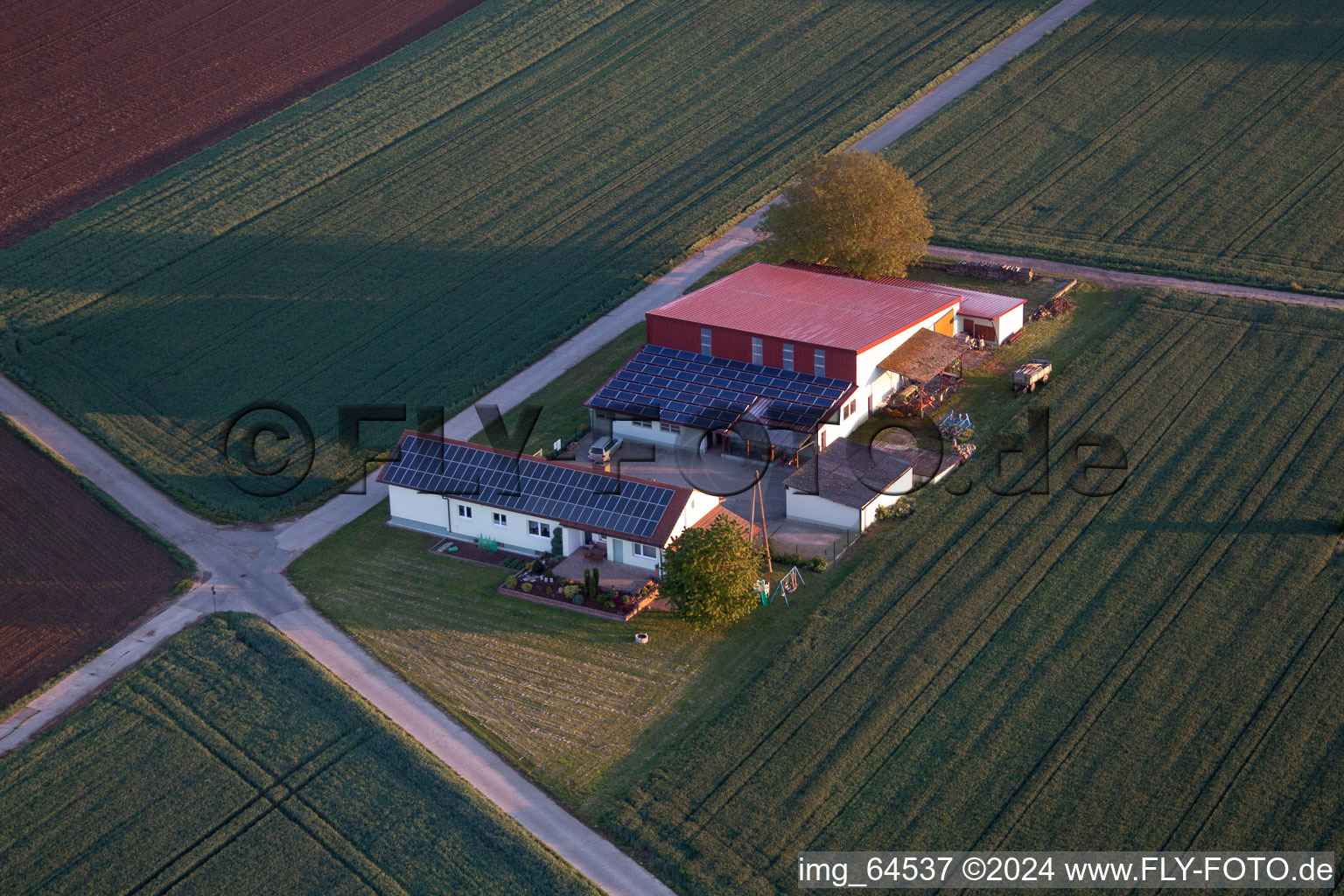 Billigheim-Ingenheim in the state Rhineland-Palatinate, Germany from the plane