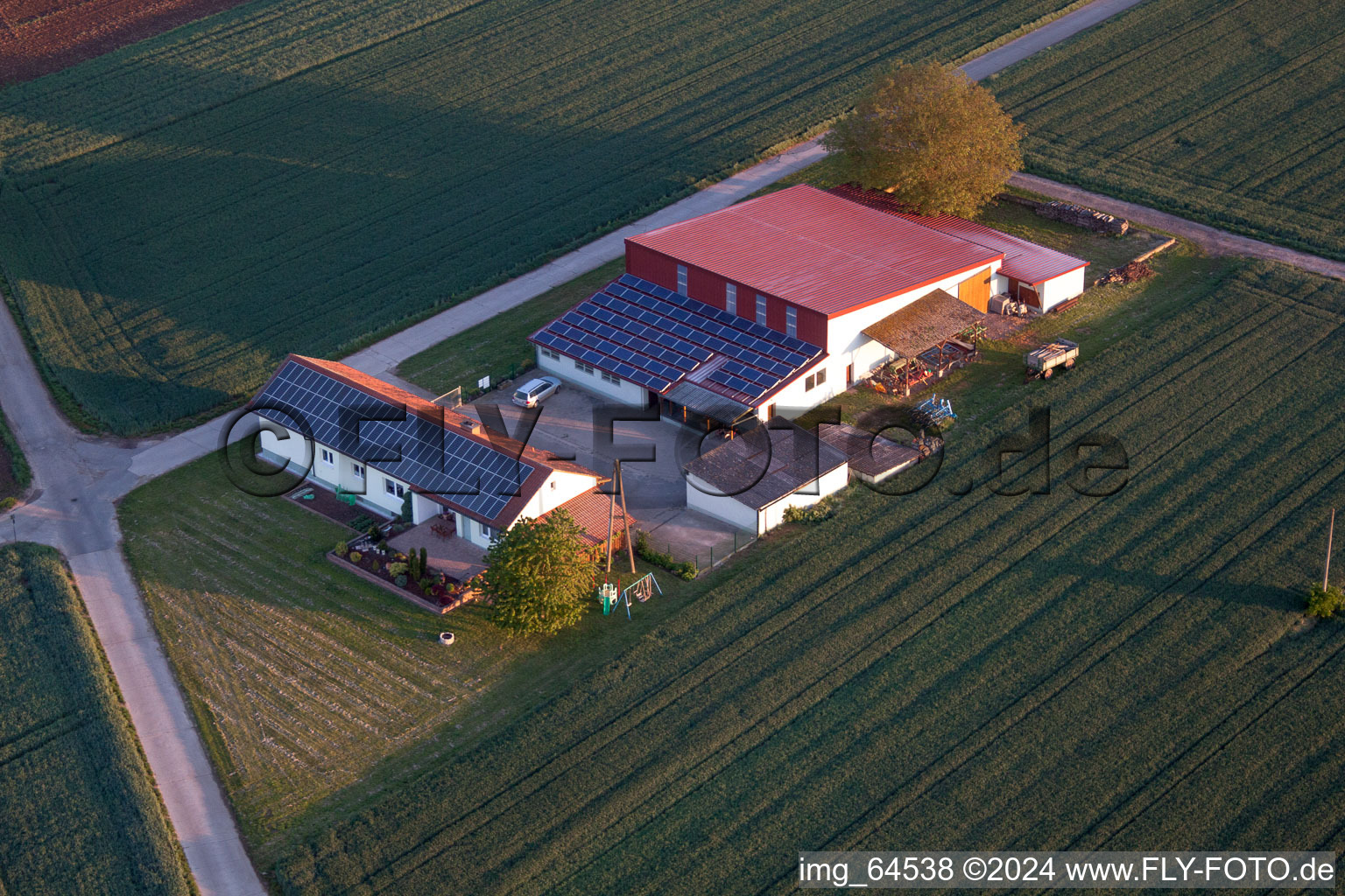 Bird's eye view of Billigheim-Ingenheim in the state Rhineland-Palatinate, Germany