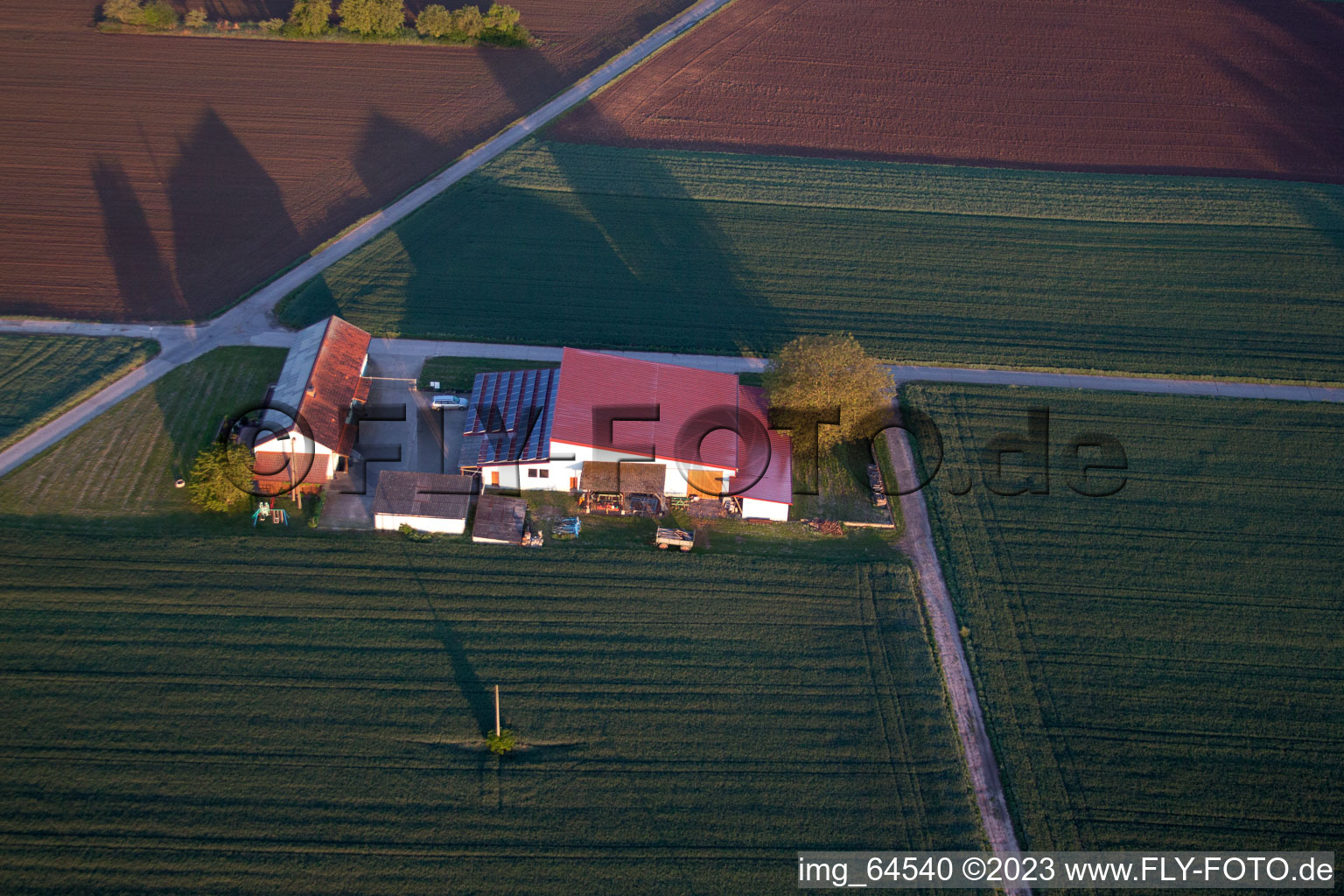 Drone recording of Billigheim-Ingenheim in the state Rhineland-Palatinate, Germany