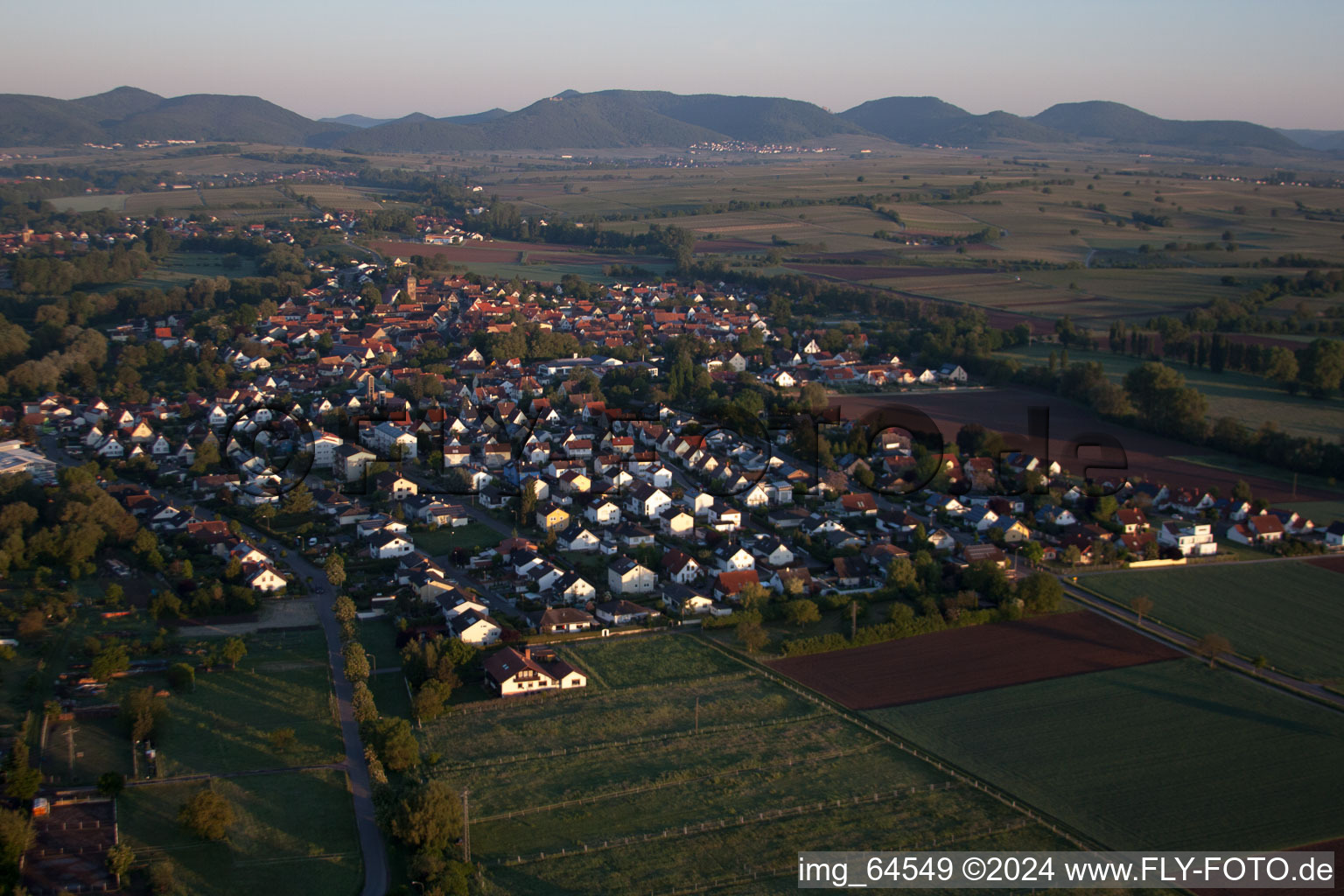 District Billigheim in Billigheim-Ingenheim in the state Rhineland-Palatinate, Germany out of the air