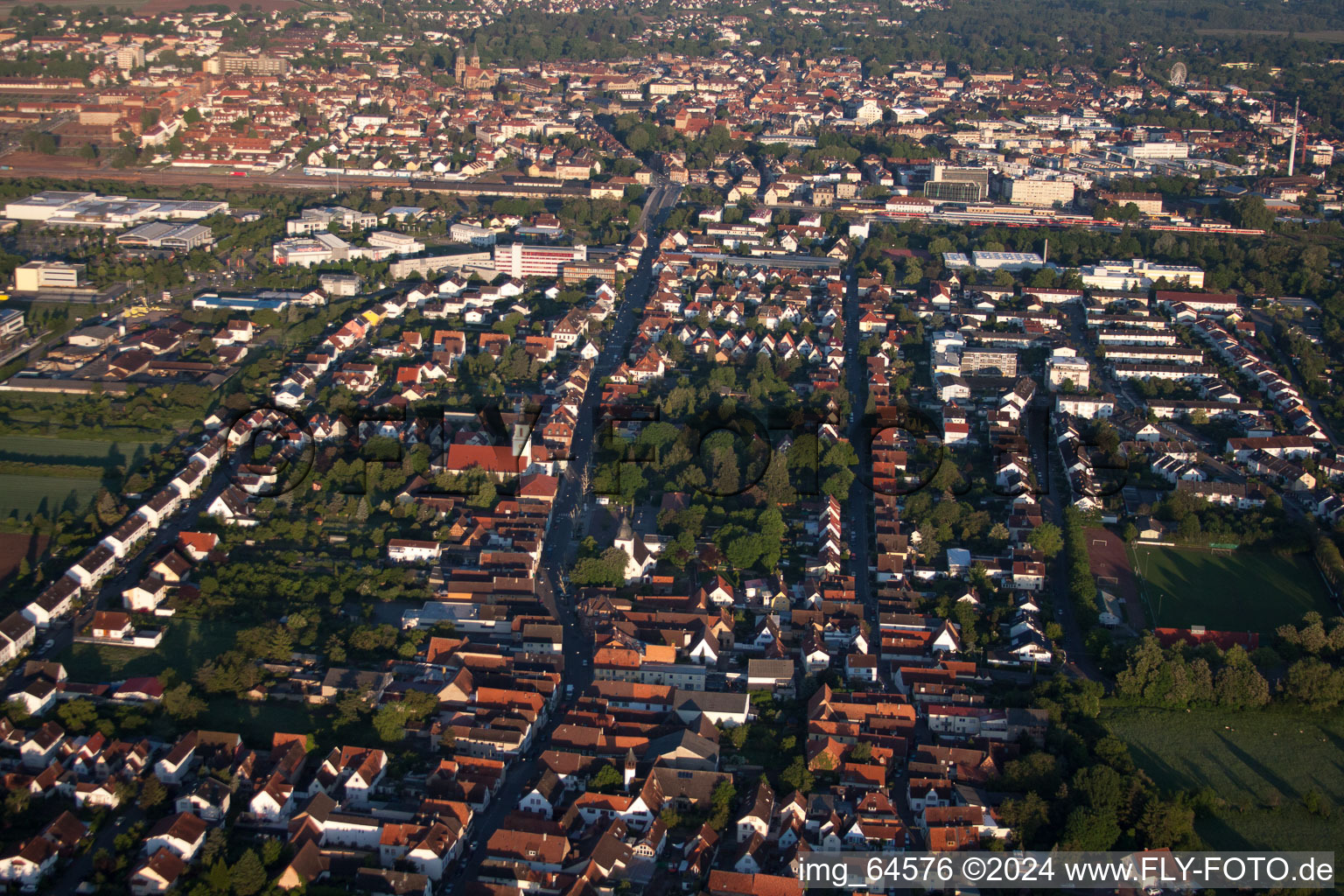 District Queichheim in Landau in der Pfalz in the state Rhineland-Palatinate, Germany seen from above
