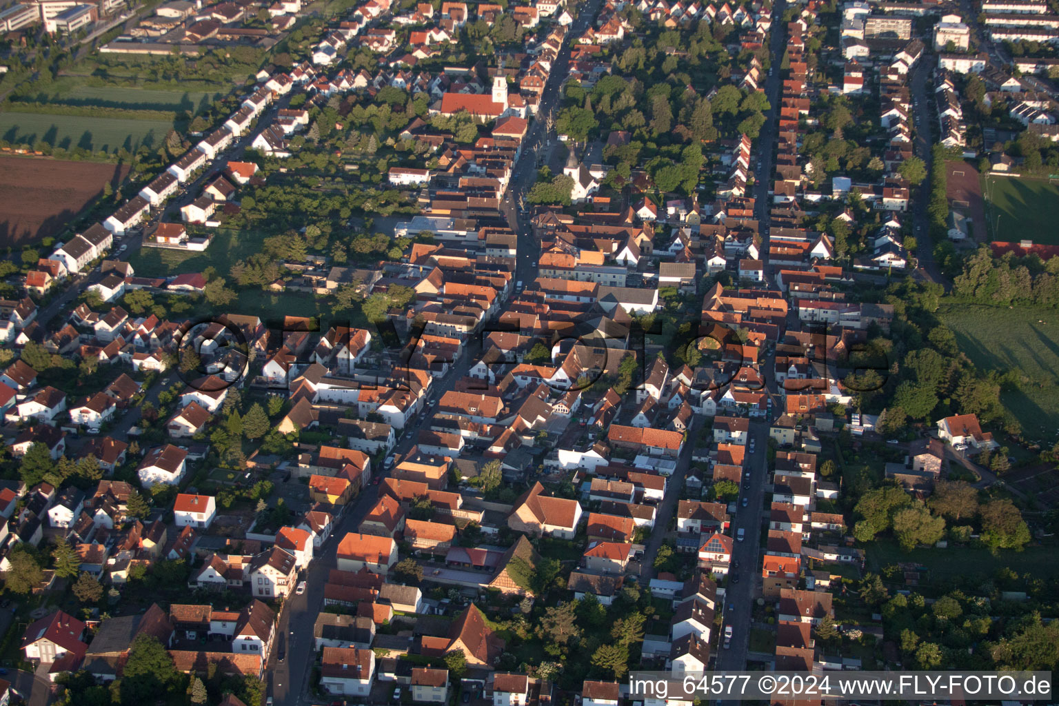 District Queichheim in Landau in der Pfalz in the state Rhineland-Palatinate, Germany from the plane