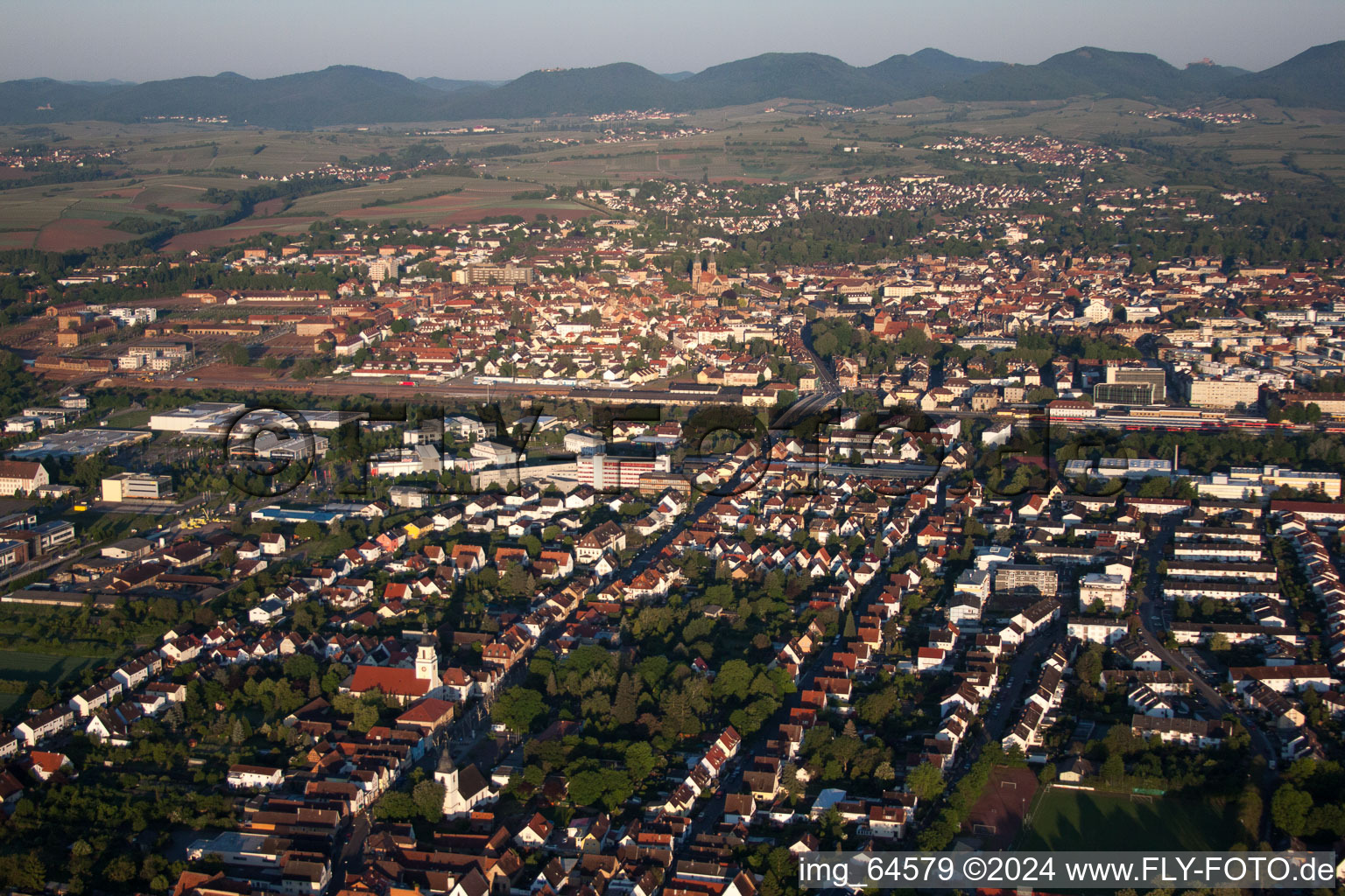 District Queichheim in Landau in der Pfalz in the state Rhineland-Palatinate, Germany viewn from the air