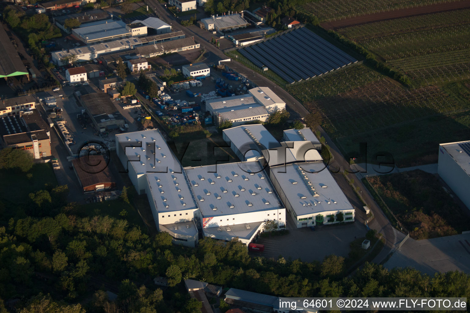 Aerial view of North industrial area in Landau in der Pfalz in the state Rhineland-Palatinate, Germany