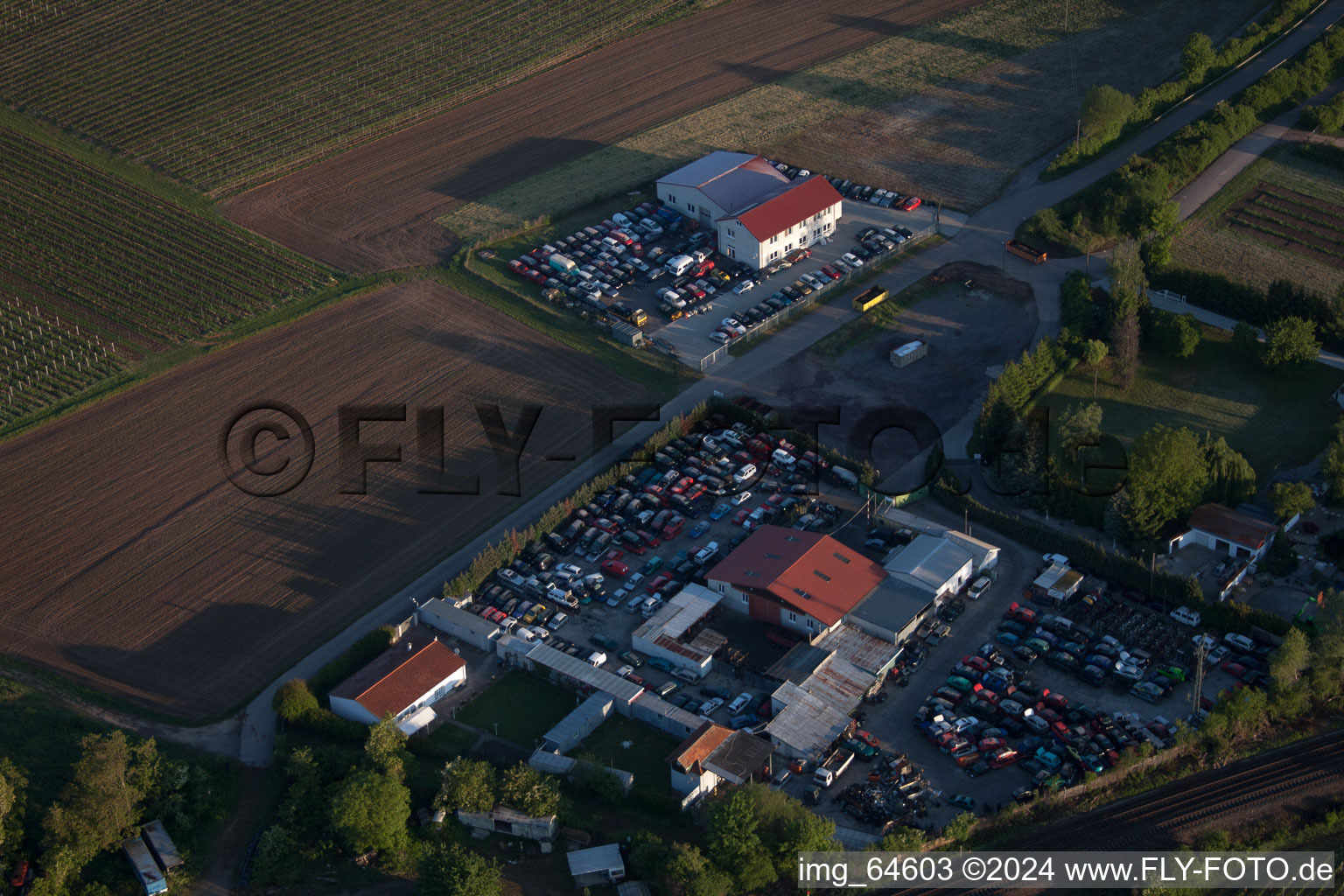 Oblique view of Industrial area north in Landau in der Pfalz in the state Rhineland-Palatinate, Germany