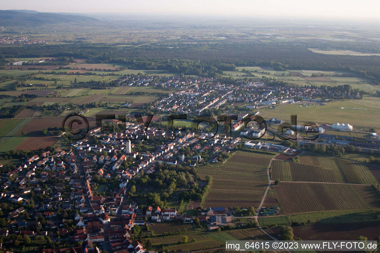 Aerial view of Goethestr in the district Lachen in Neustadt an der Weinstraße in the state Rhineland-Palatinate, Germany