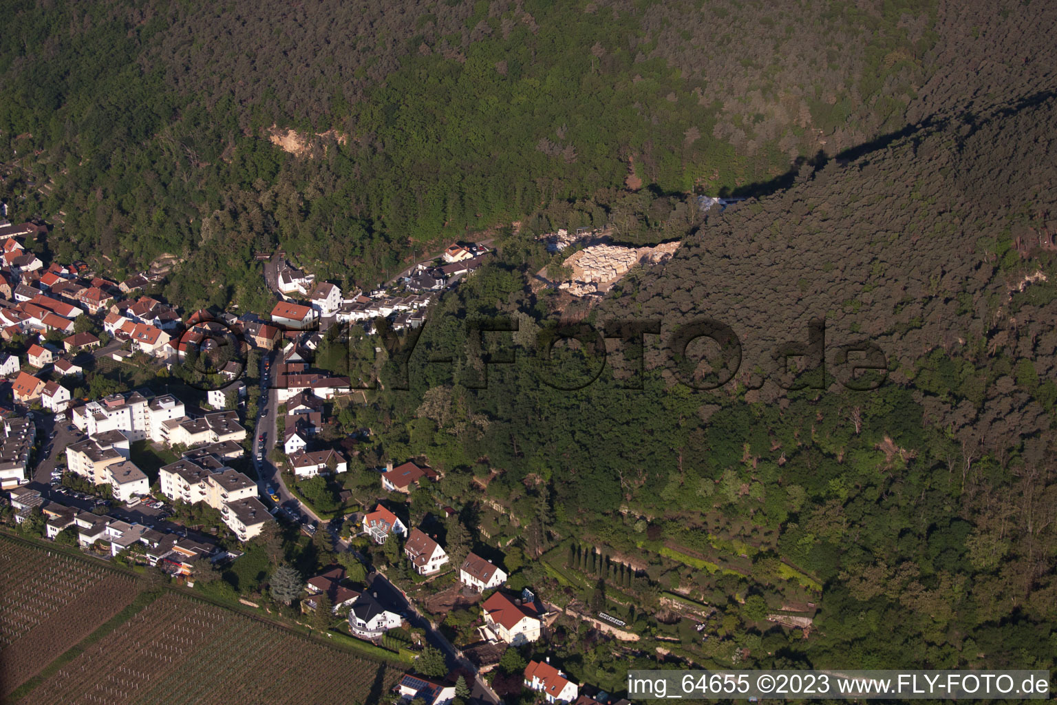 Aerial view of On d. Althart in the district Haardt in Neustadt an der Weinstraße in the state Rhineland-Palatinate, Germany