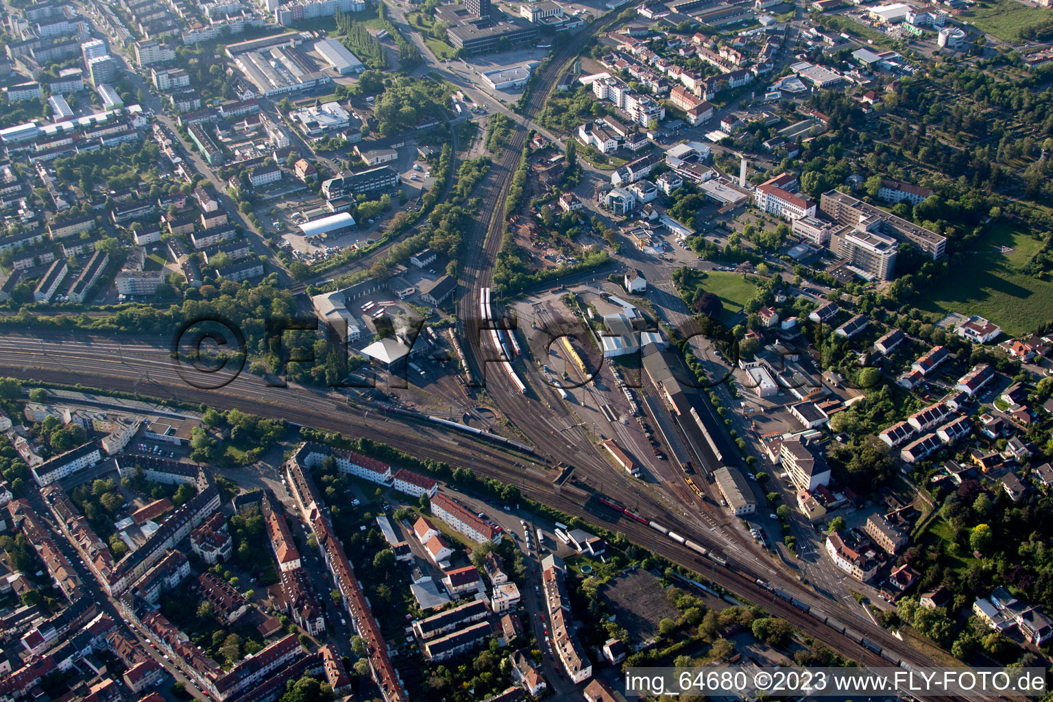 Gleisdreieck in Neustadt an der Weinstraße in the state Rhineland-Palatinate, Germany out of the air