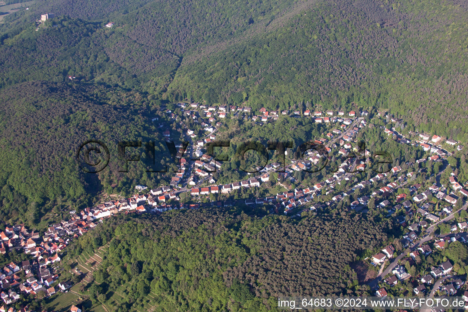 District Hambach an der Weinstraße in Neustadt an der Weinstraße in the state Rhineland-Palatinate, Germany seen from above