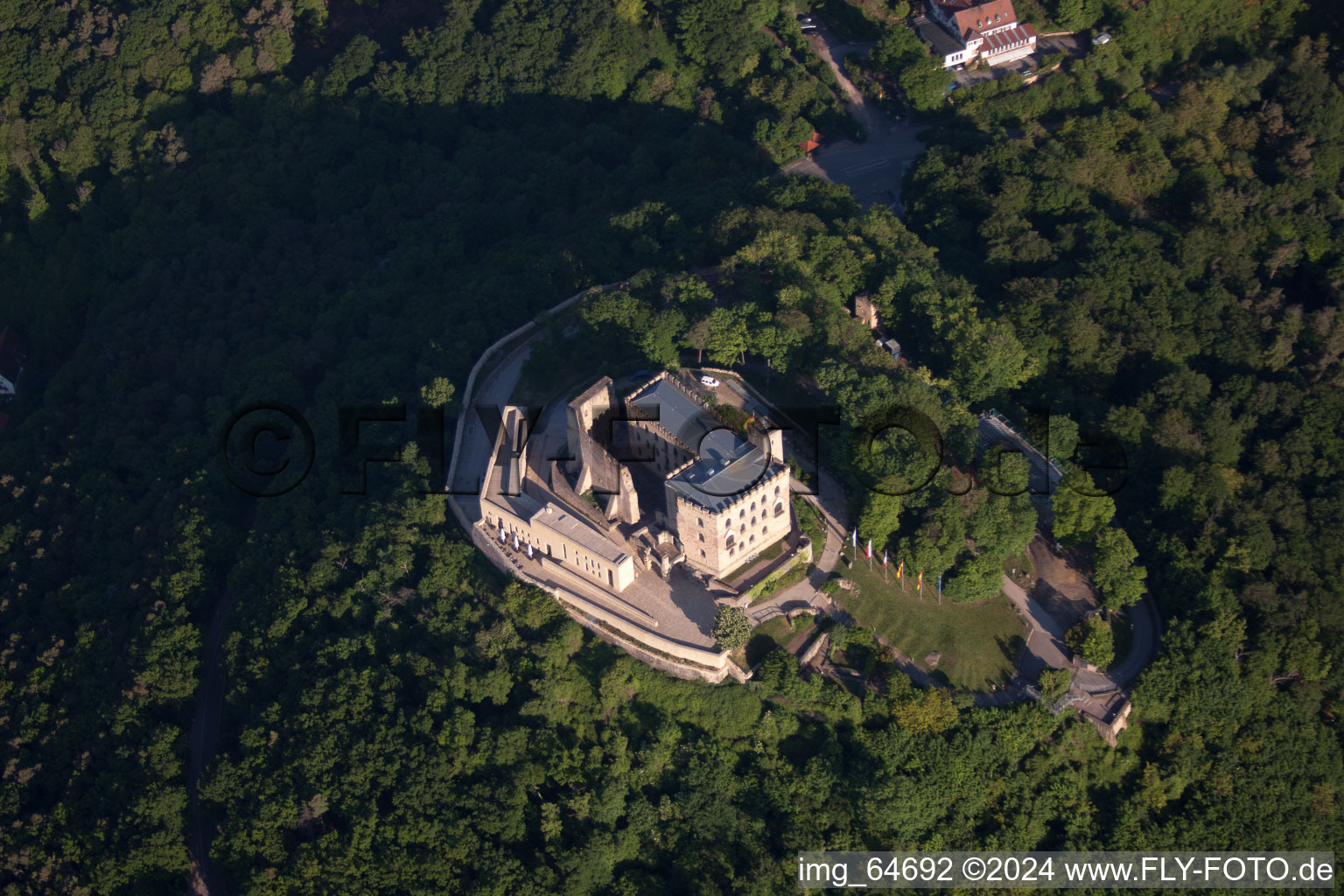 Castle Hambach in Neustadt in the Weinstrasse in the state Rhineland-Palatinate from the plane