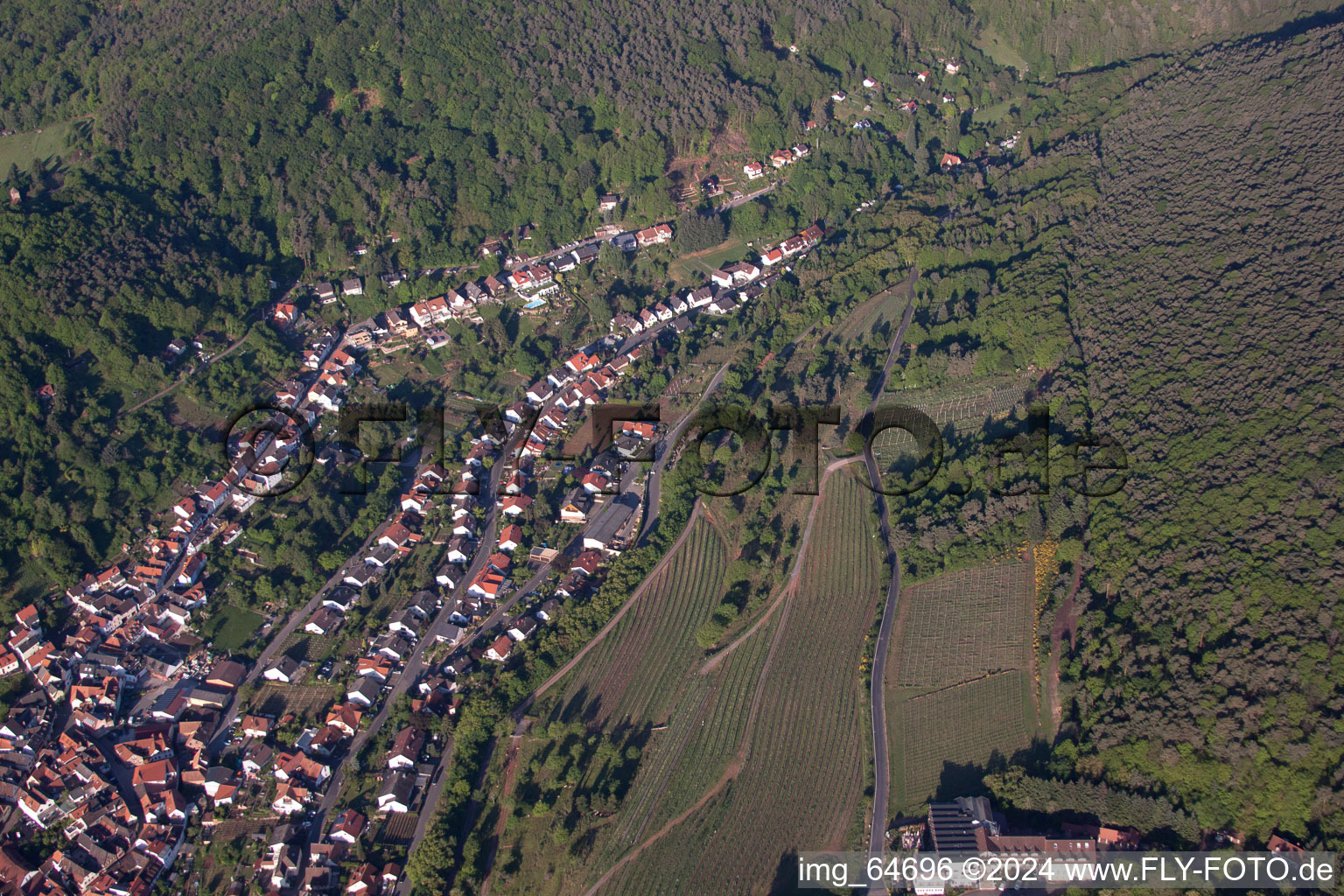 Sankt Martin in the state Rhineland-Palatinate, Germany from the plane