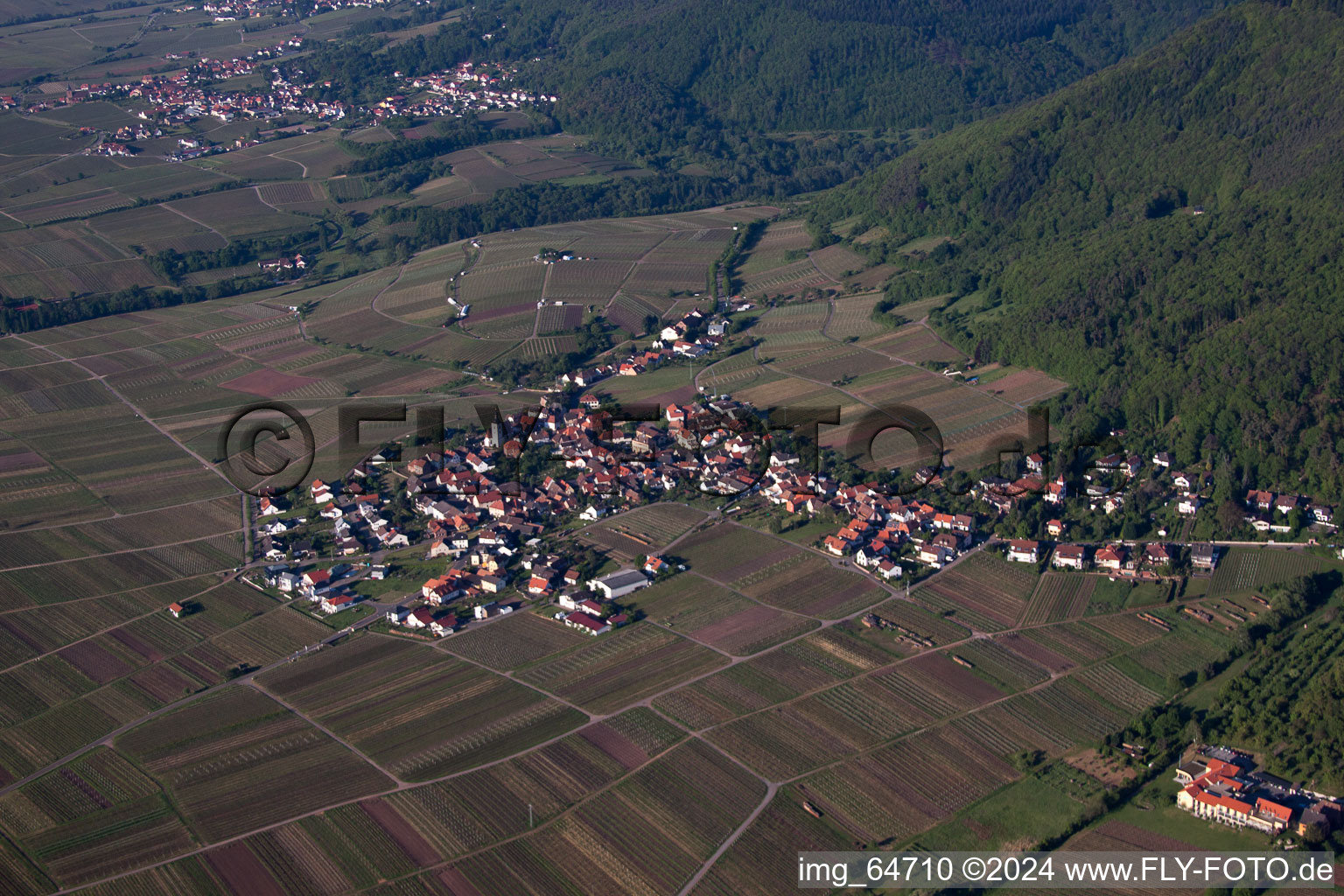 Rhodt unter Rietburg in the state Rhineland-Palatinate, Germany viewn from the air