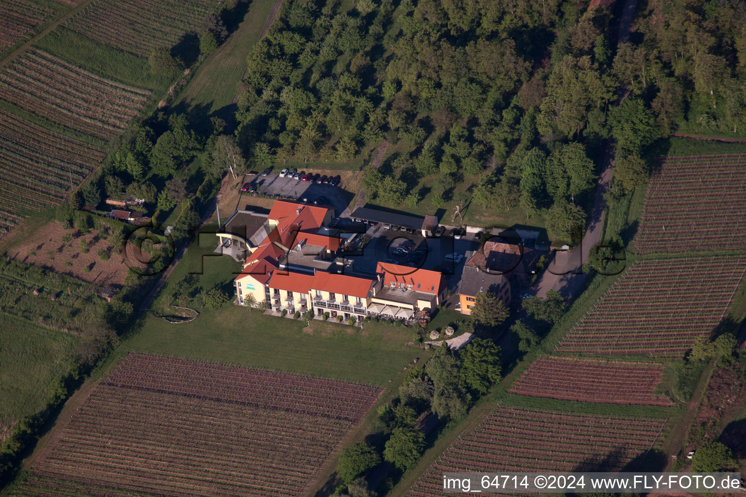 Drone recording of Rhodt unter Rietburg in the state Rhineland-Palatinate, Germany