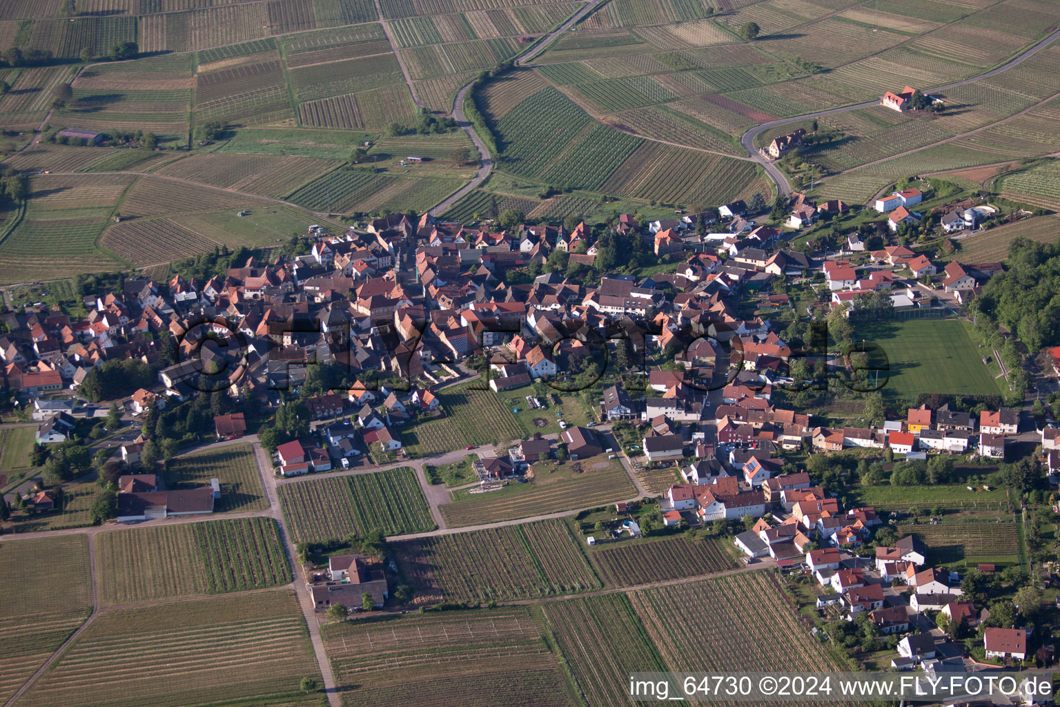 Bird's eye view of Gleisweiler in the state Rhineland-Palatinate, Germany