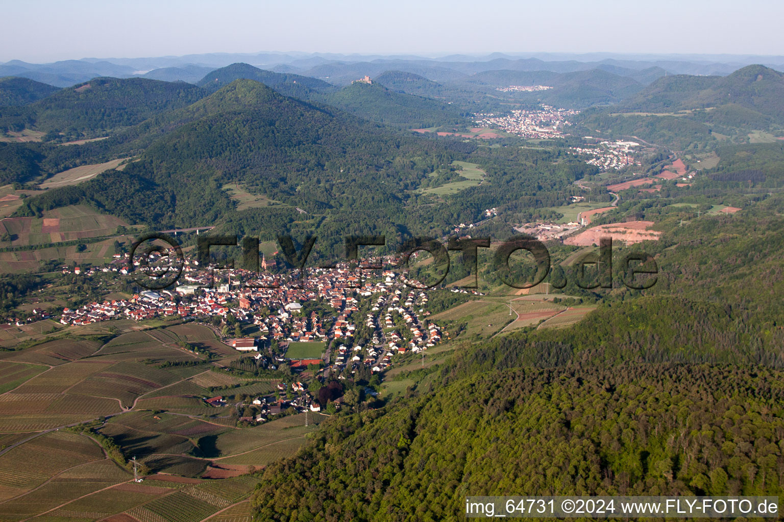 Albersweiler in the state Rhineland-Palatinate, Germany seen from a drone