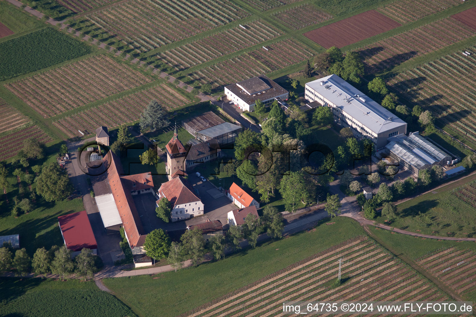 Aerial photograpy of Vine Research Institute in Siebeldingen in the state Rhineland-Palatinate, Germany