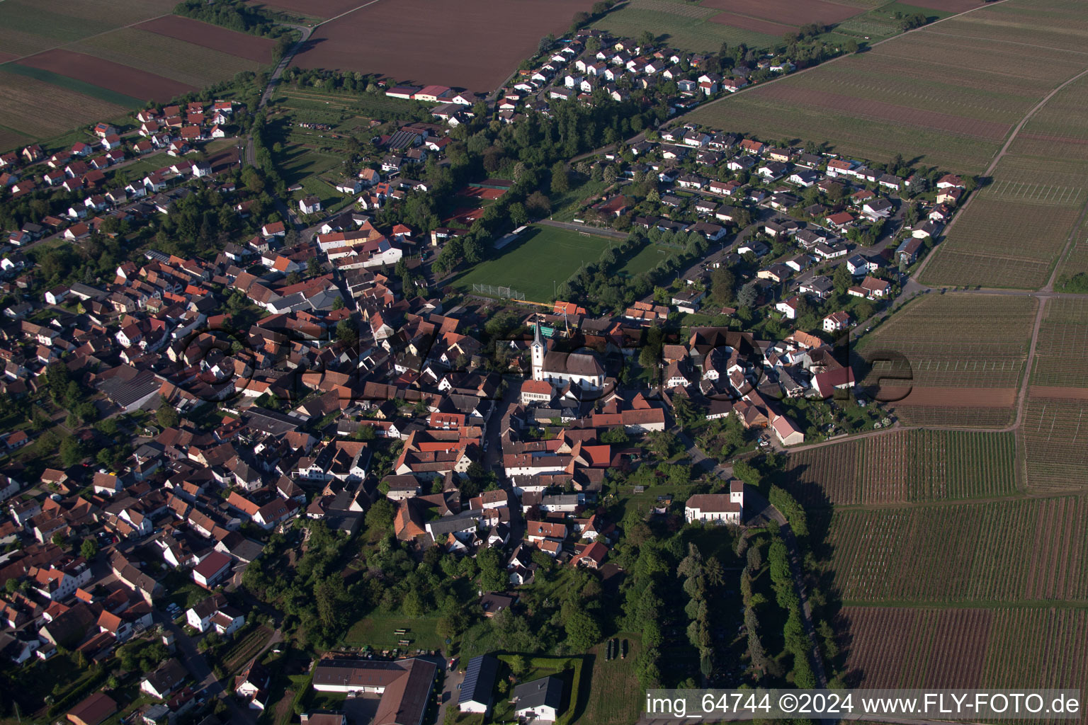 Drone recording of District Mörzheim in Landau in der Pfalz in the state Rhineland-Palatinate, Germany