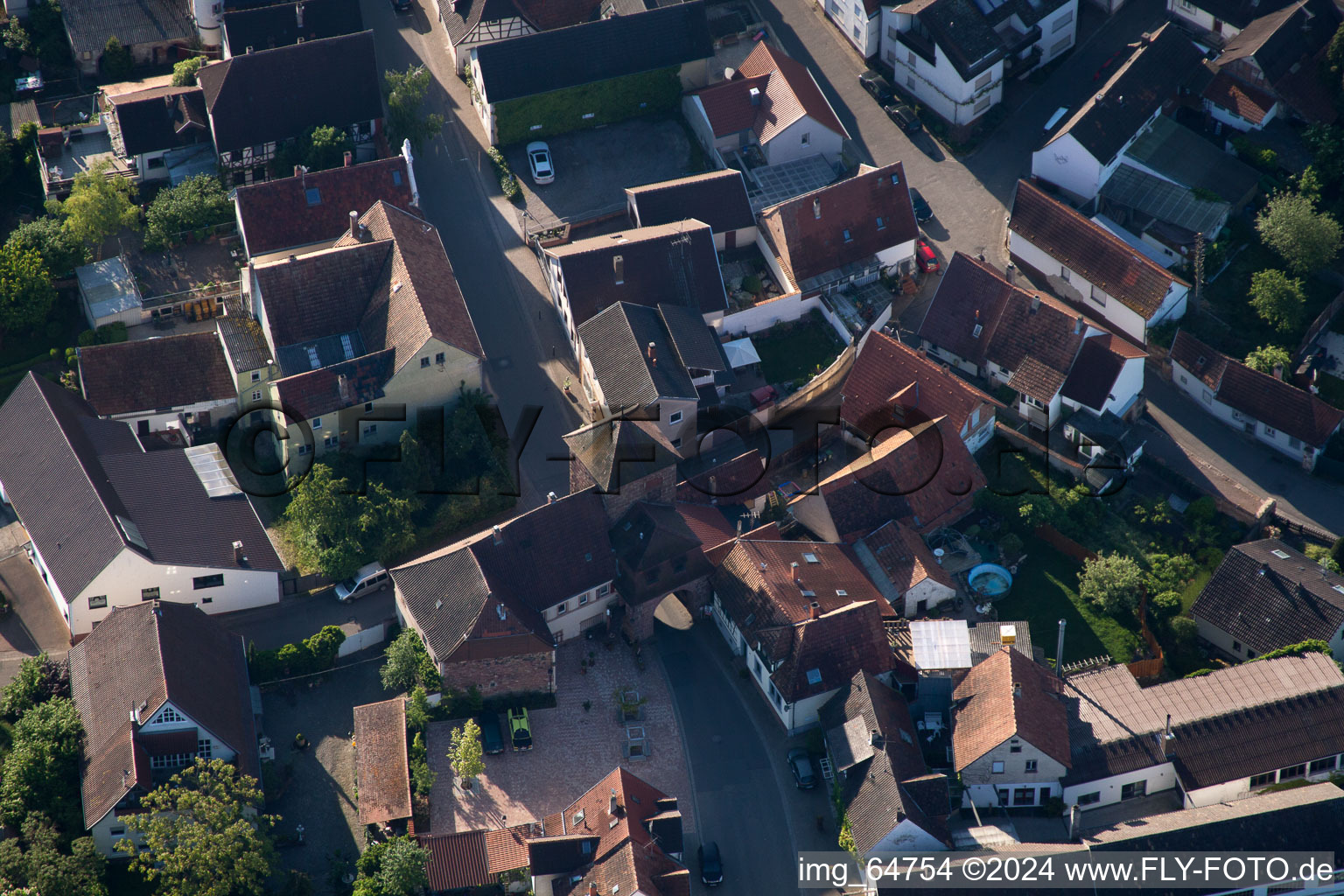 District Billigheim in Billigheim-Ingenheim in the state Rhineland-Palatinate, Germany from the plane