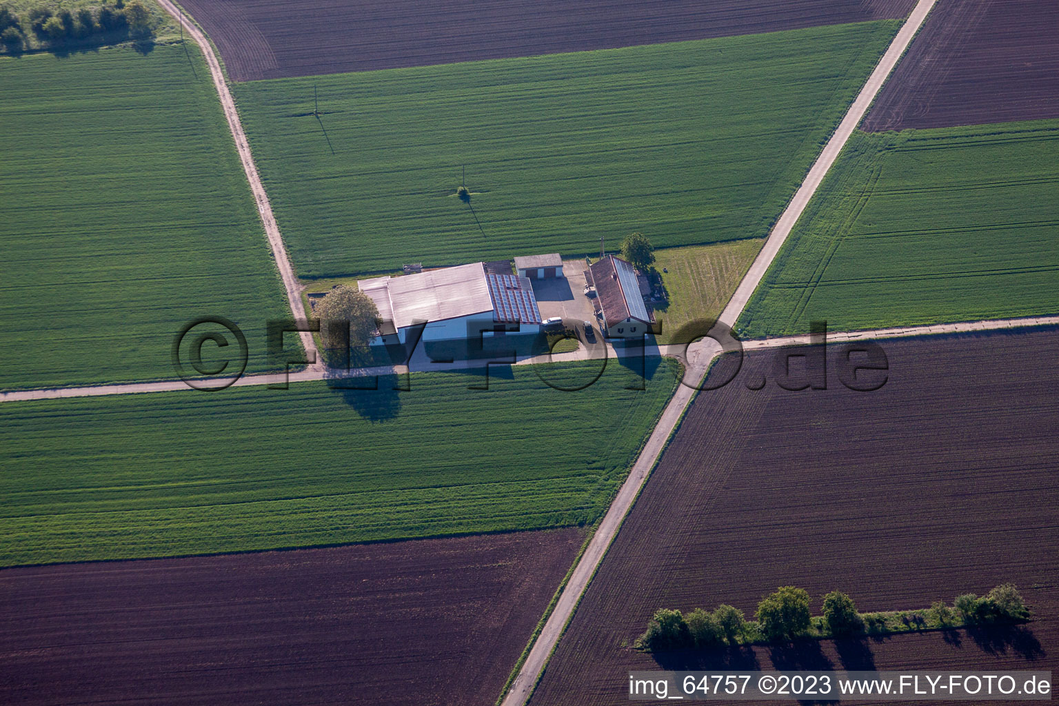 Billigheim-Ingenheim in the state Rhineland-Palatinate, Germany from a drone