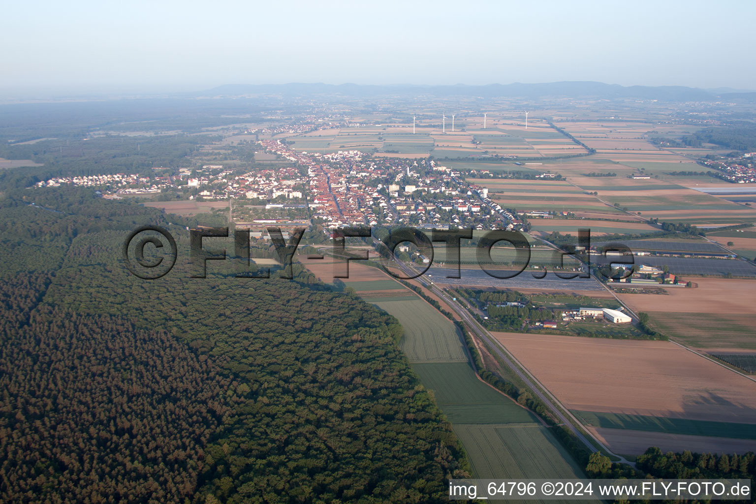 Aerial view of From the east in Kandel in the state Rhineland-Palatinate, Germany