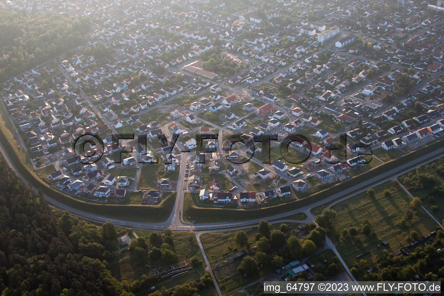 Jockgrim in the state Rhineland-Palatinate, Germany from above