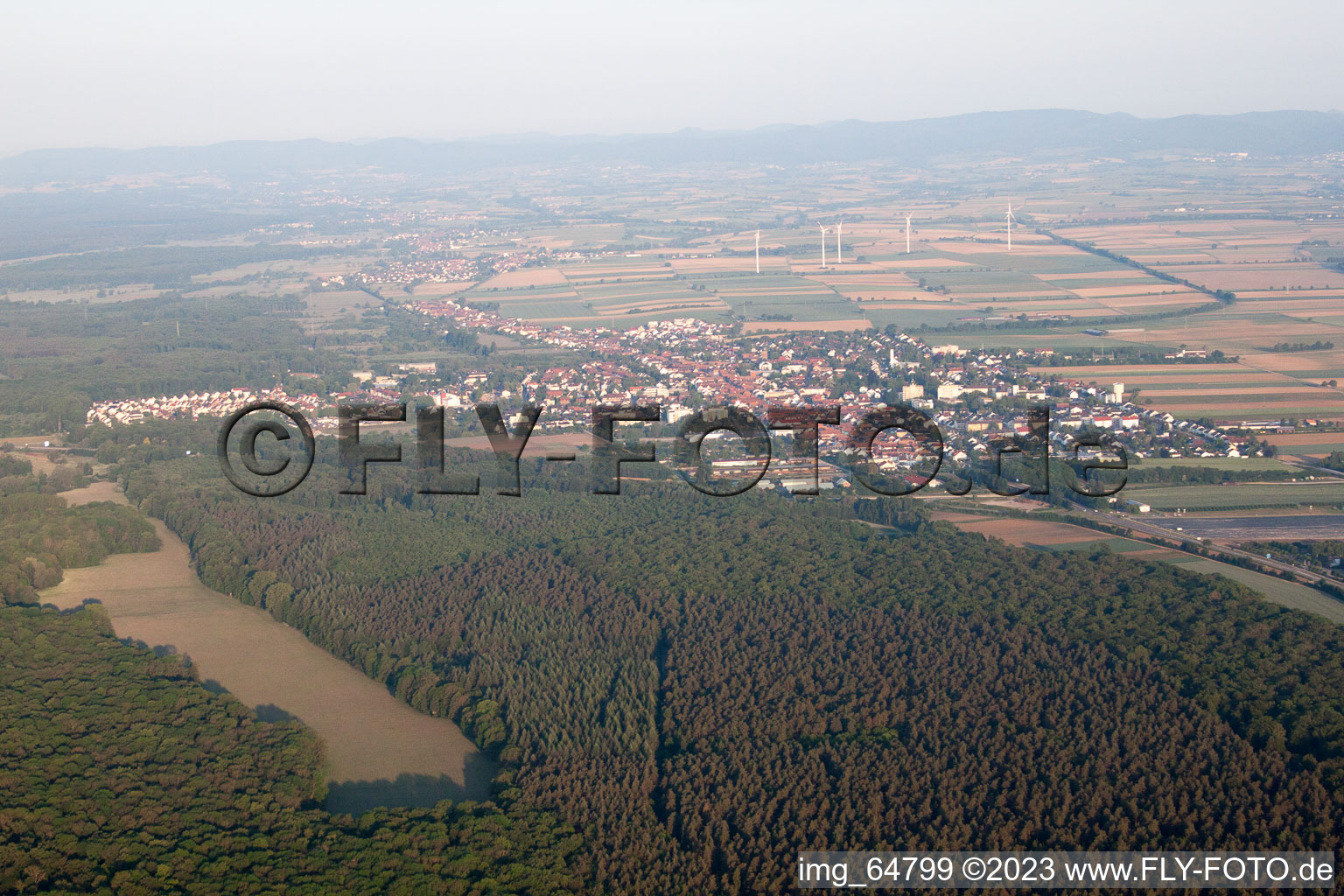 Aerial photograpy of From the east in Kandel in the state Rhineland-Palatinate, Germany