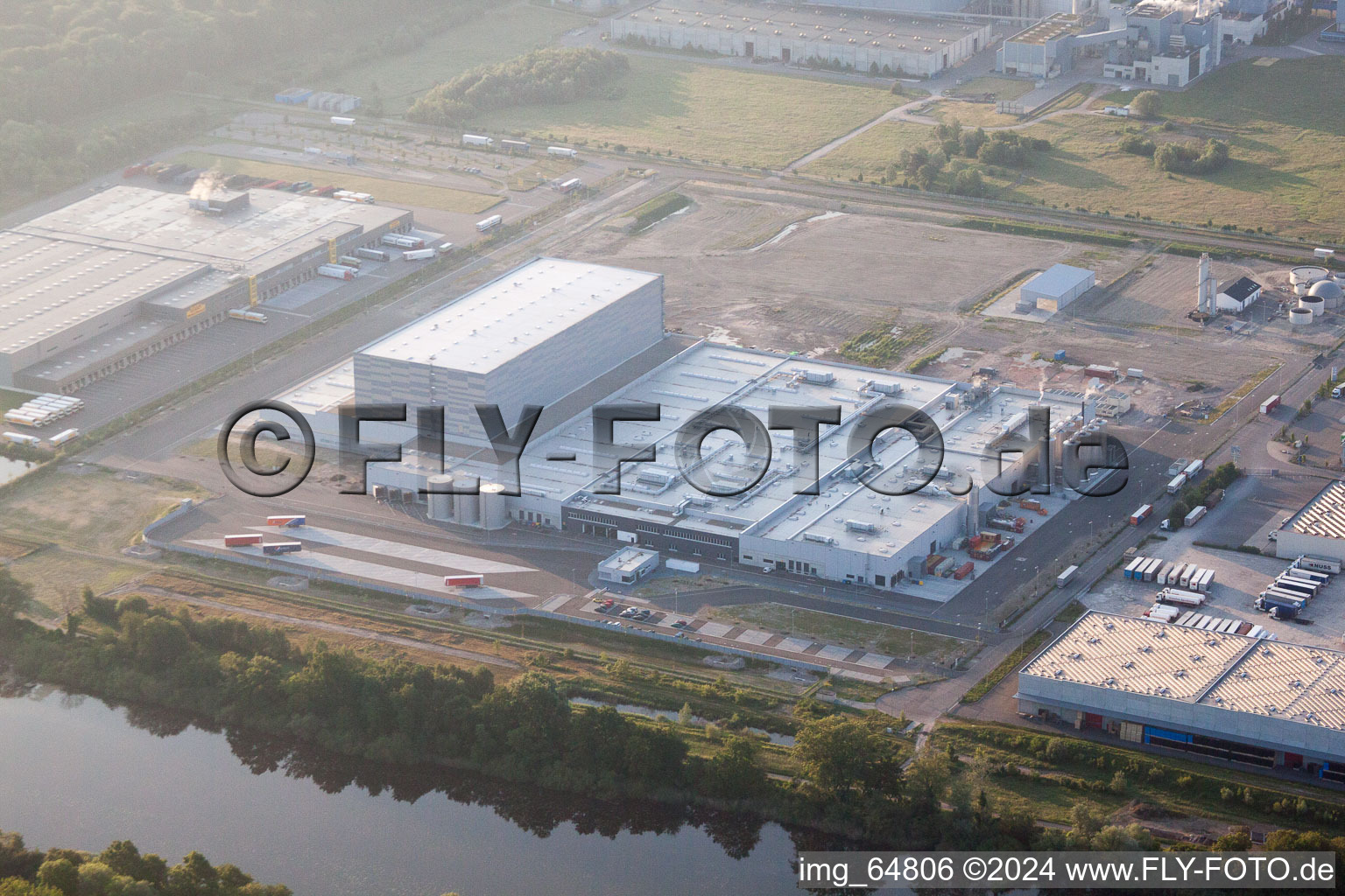 Oblique view of Oberwald Industrial Area, PEG in Wörth am Rhein in the state Rhineland-Palatinate, Germany