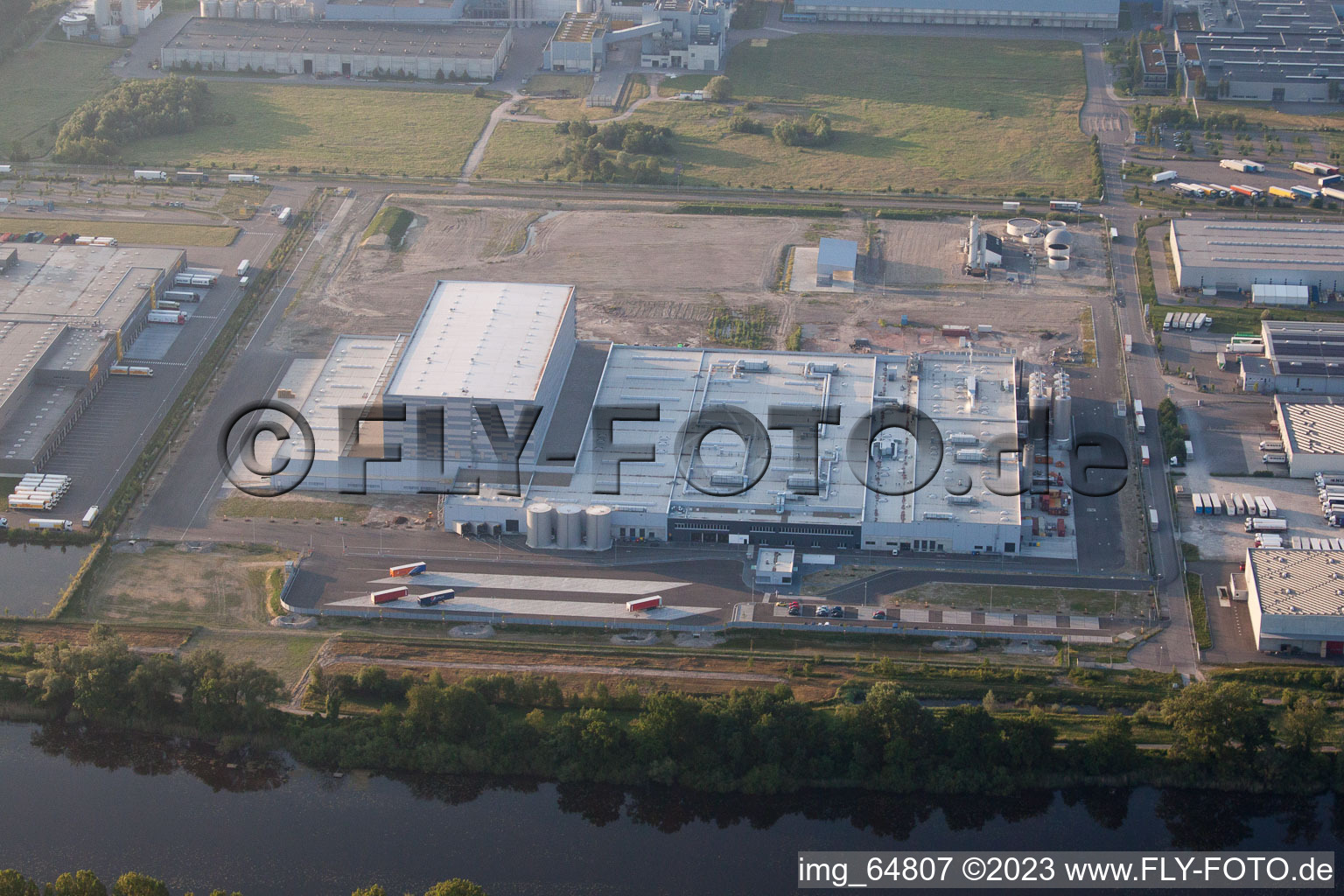 Oberwald industrial area, PEG in Wörth am Rhein in the state Rhineland-Palatinate, Germany from above