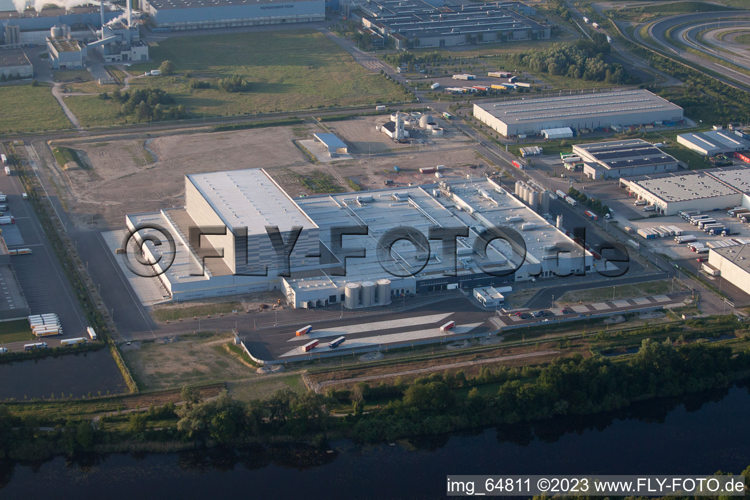 Oberwald industrial area in Wörth am Rhein in the state Rhineland-Palatinate, Germany out of the air