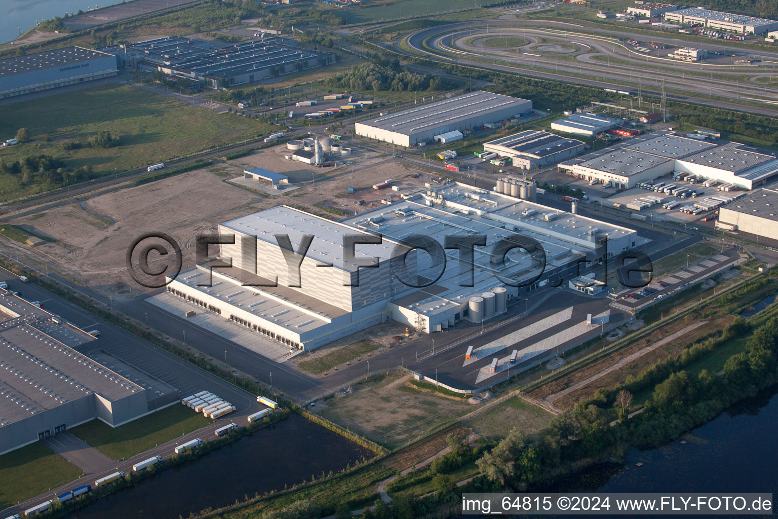 Oberwald Industrial Area in Wörth am Rhein in the state Rhineland-Palatinate, Germany viewn from the air