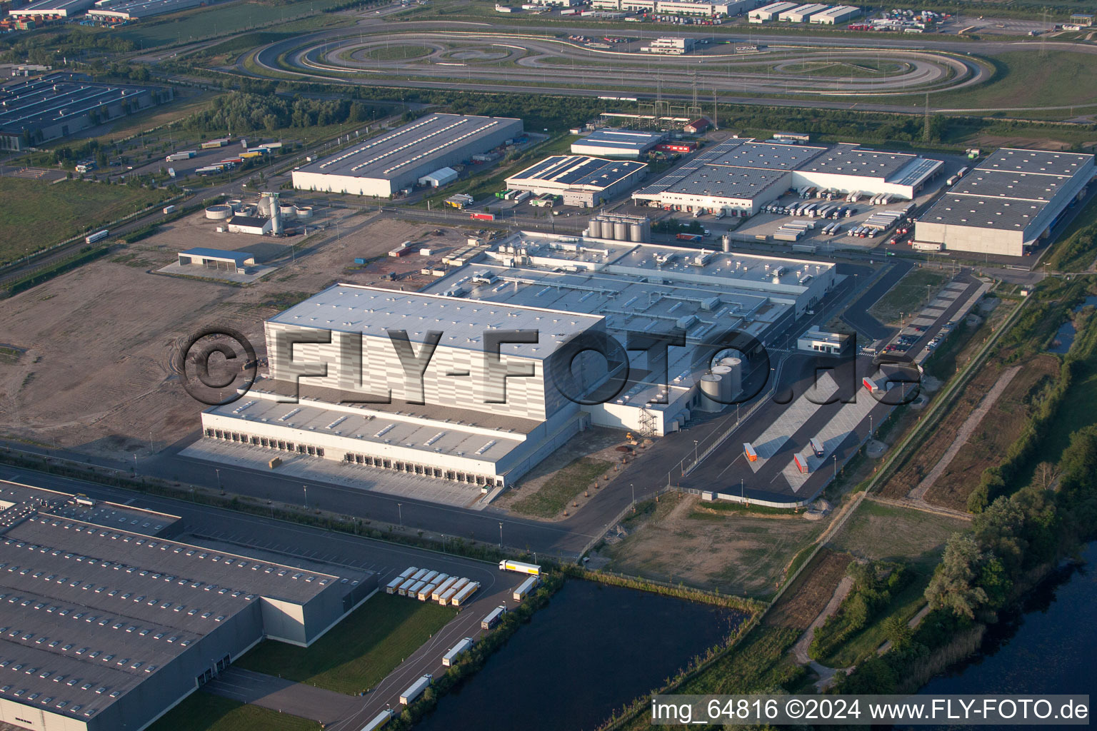 Drone recording of Oberwald Industrial Area in Wörth am Rhein in the state Rhineland-Palatinate, Germany