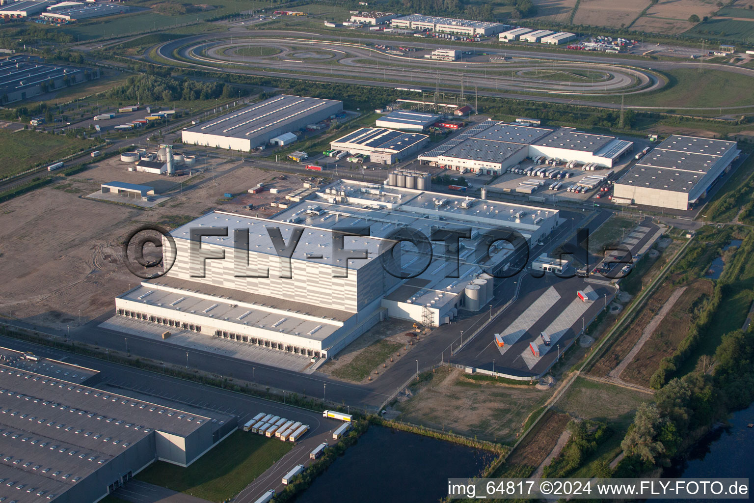 Drone image of Oberwald Industrial Area in Wörth am Rhein in the state Rhineland-Palatinate, Germany