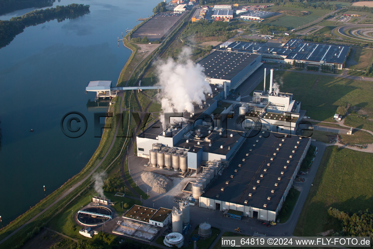 Oberwald Industrial Area in Wörth am Rhein in the state Rhineland-Palatinate, Germany from a drone